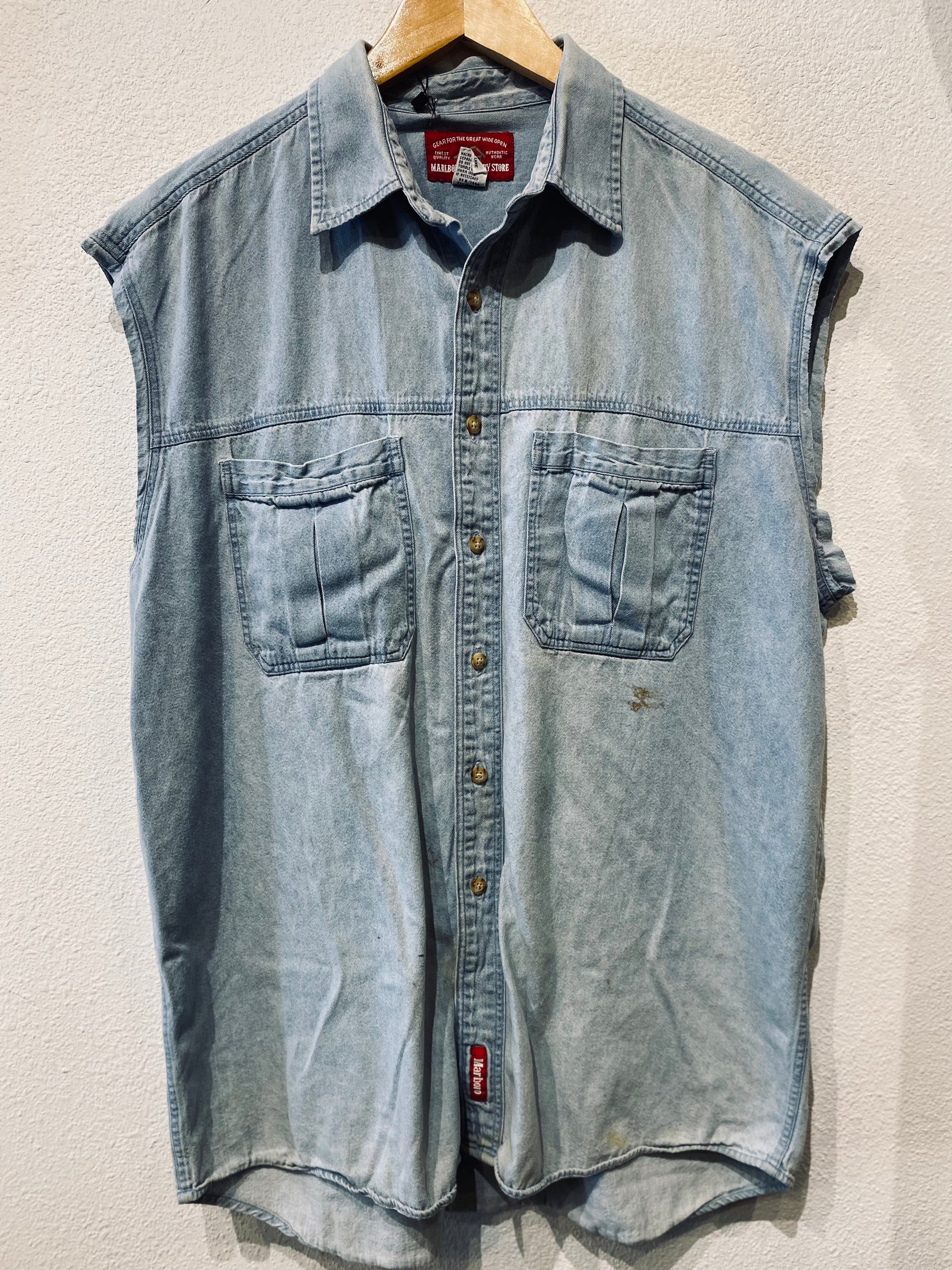 Marlboro Sleeveless Denim Vintage Button Up