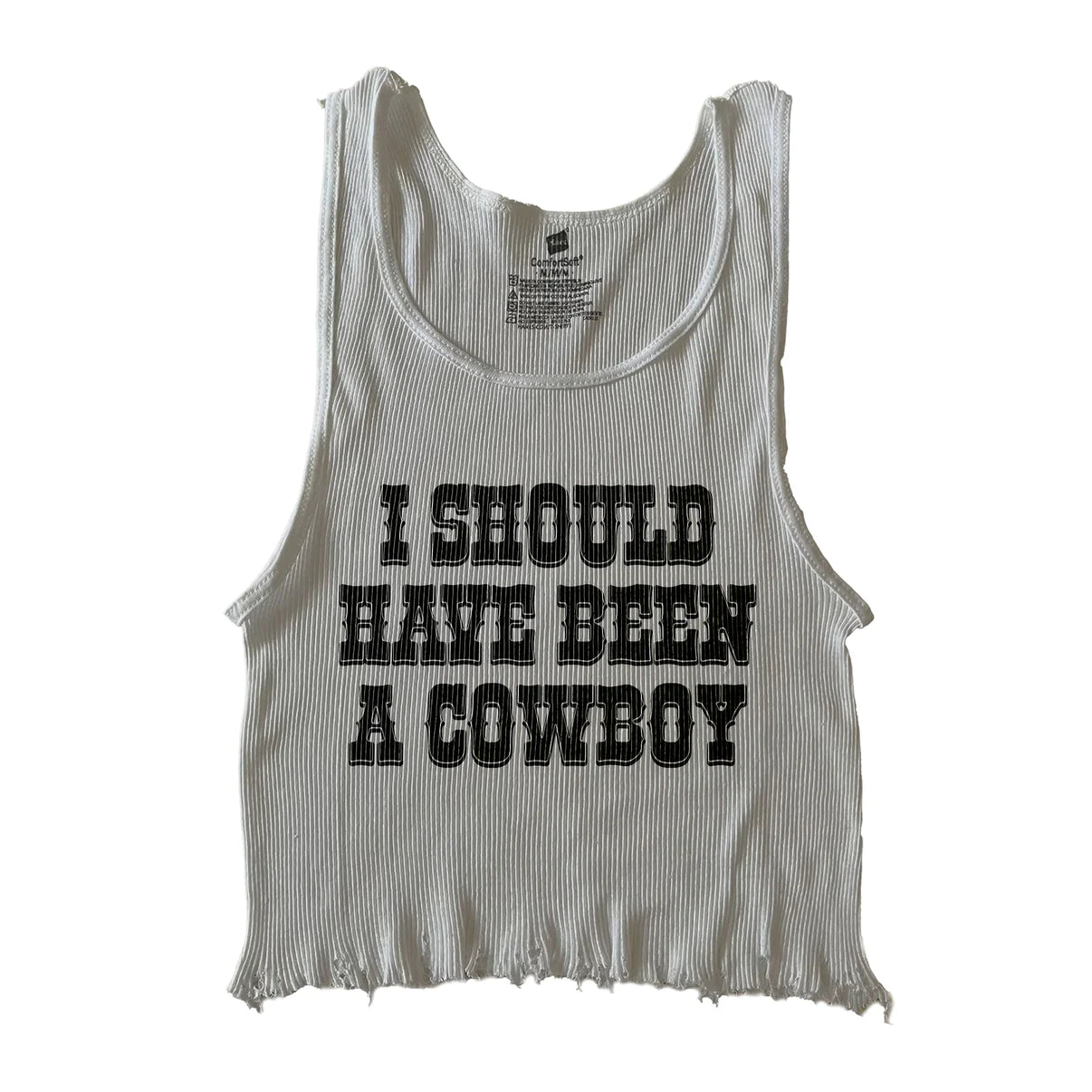 Cowboy Crop Tank - White