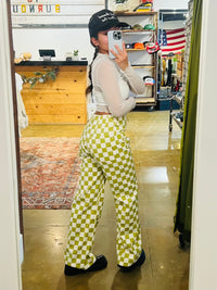 Check In Wide Leg Pants - Lime