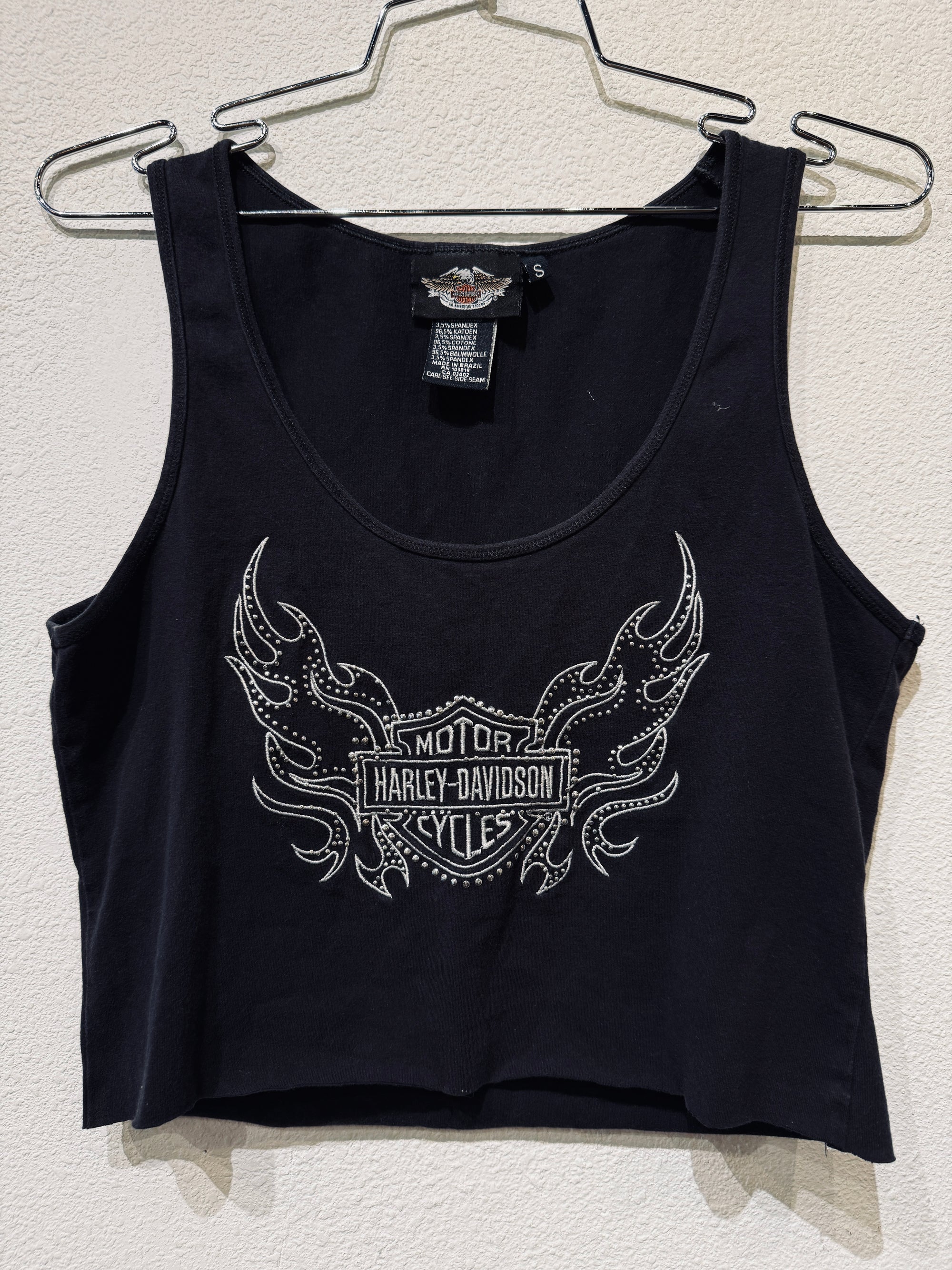 Studded Flame Harley Vintage Crop Tank