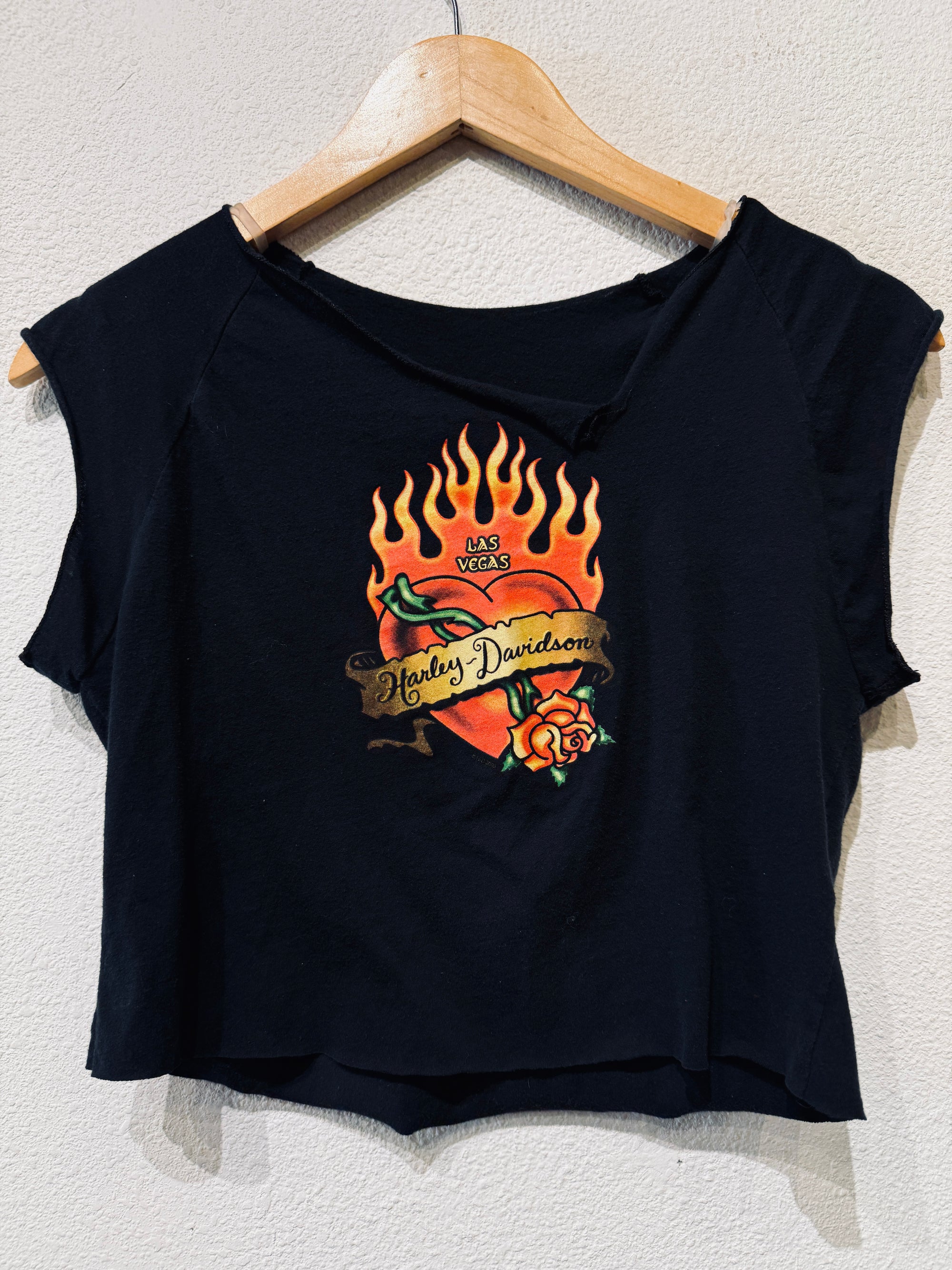 Flamin Heart Harley Vintage Crop Tank