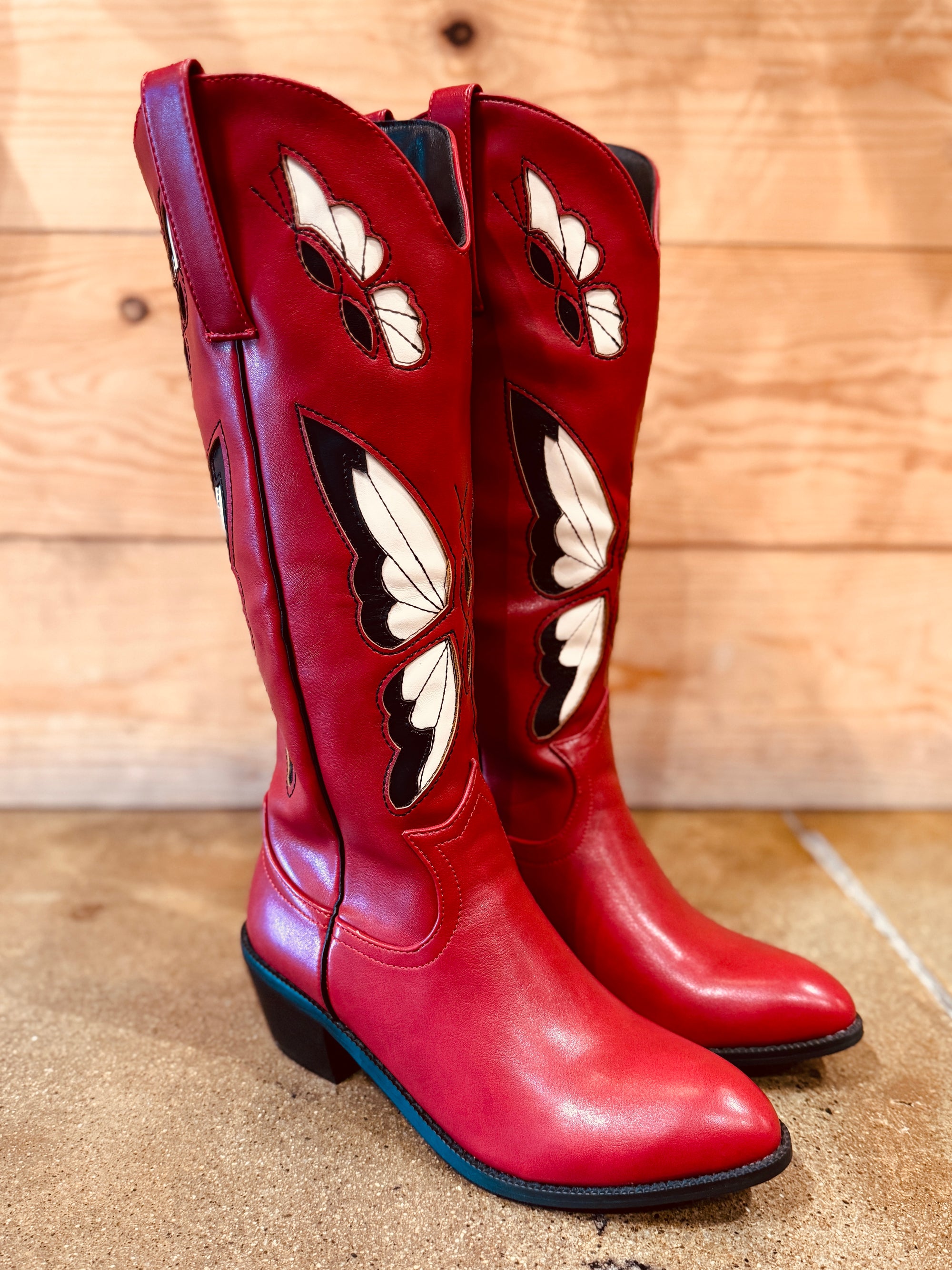 Butterfly Cowboy Boot - Red