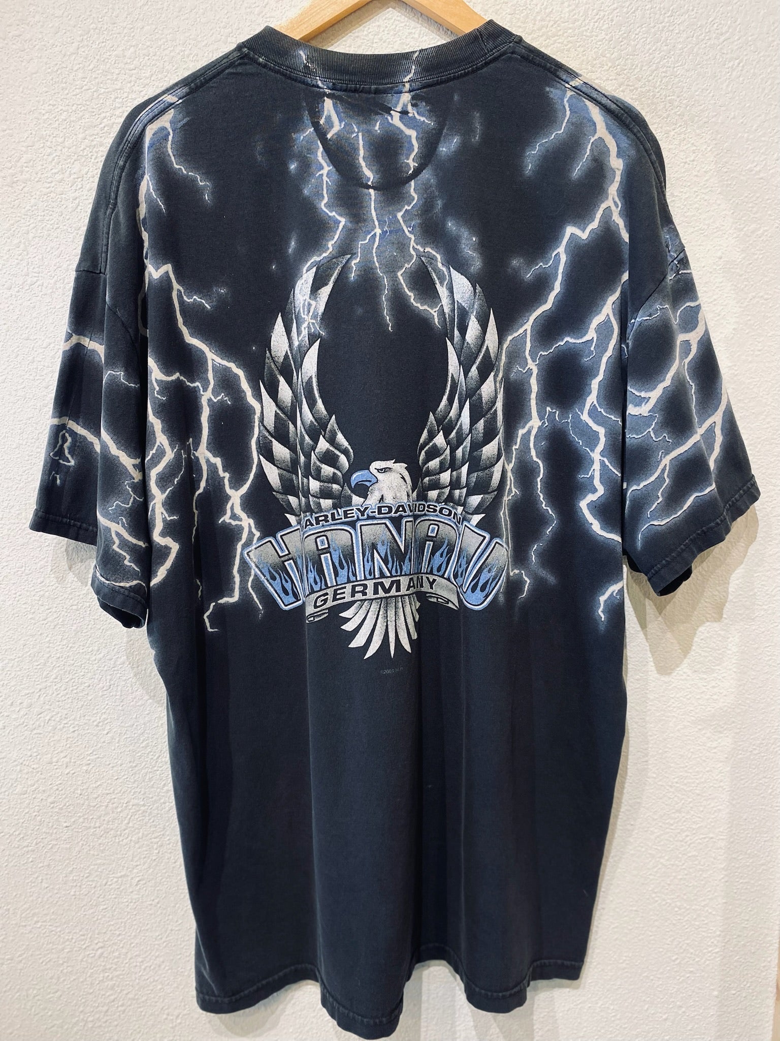 Grey Blue Lightning Harley Vintage Tee