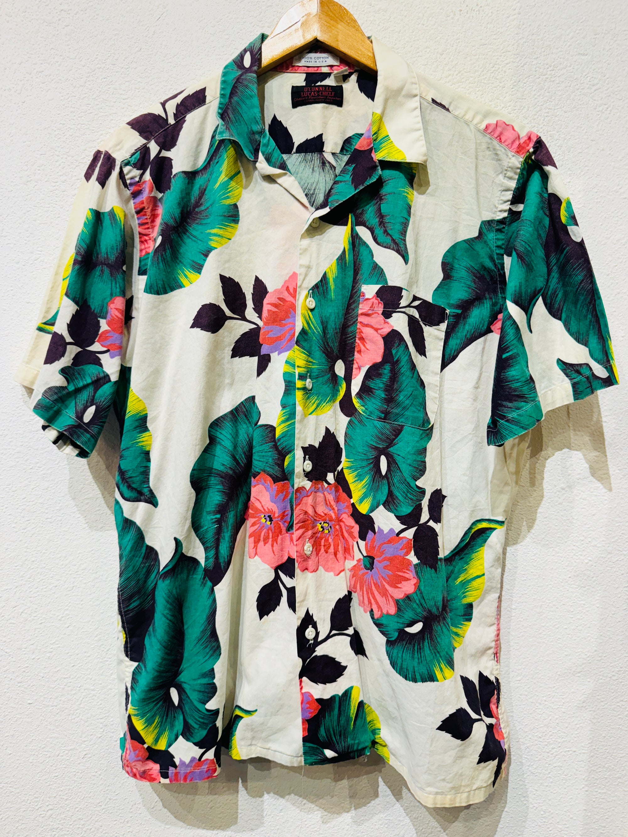 Pink Green Hawaiian Vintage Button Up