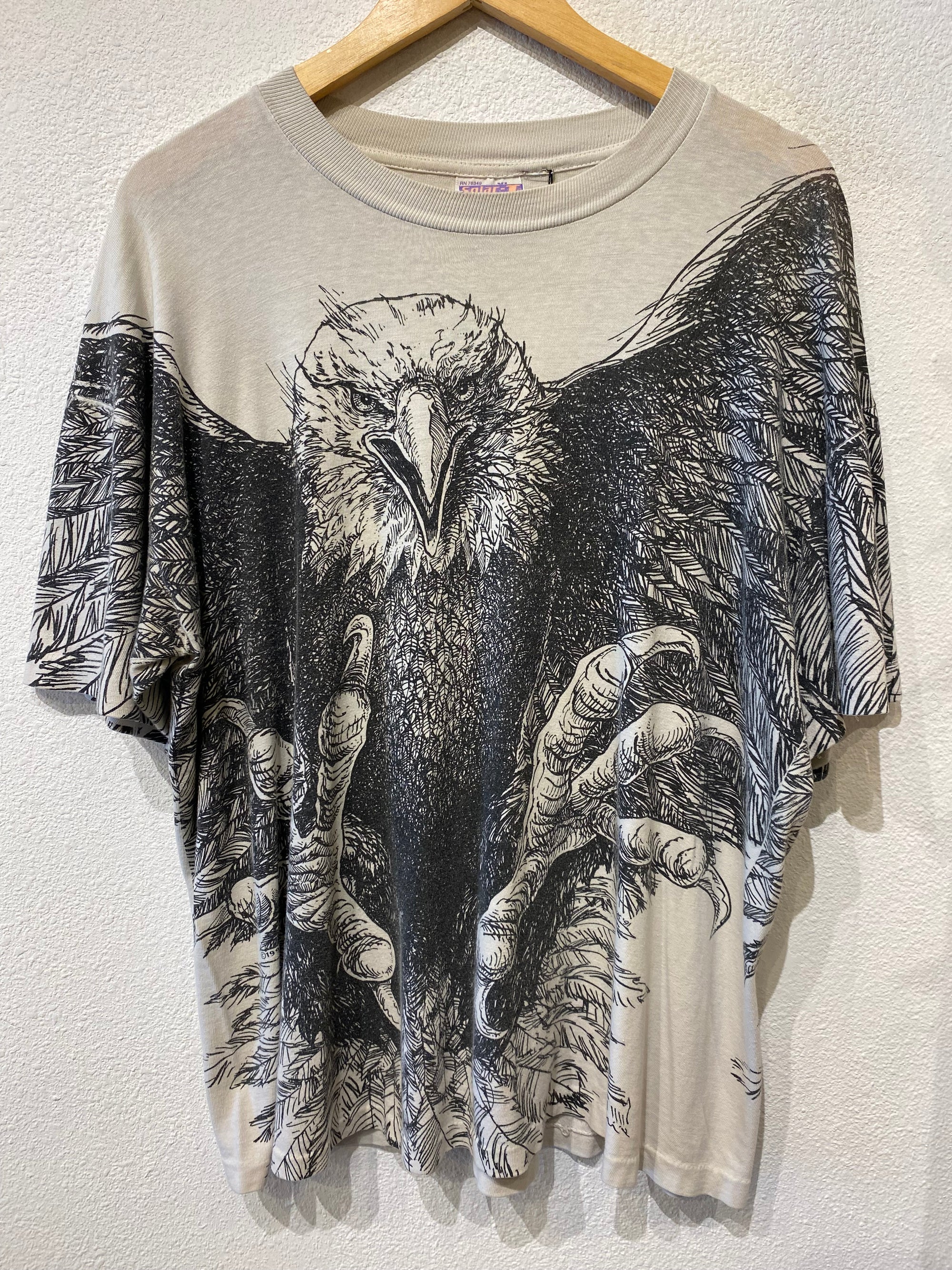 Eagle Sketch All Over Vintage Tee - Burnout