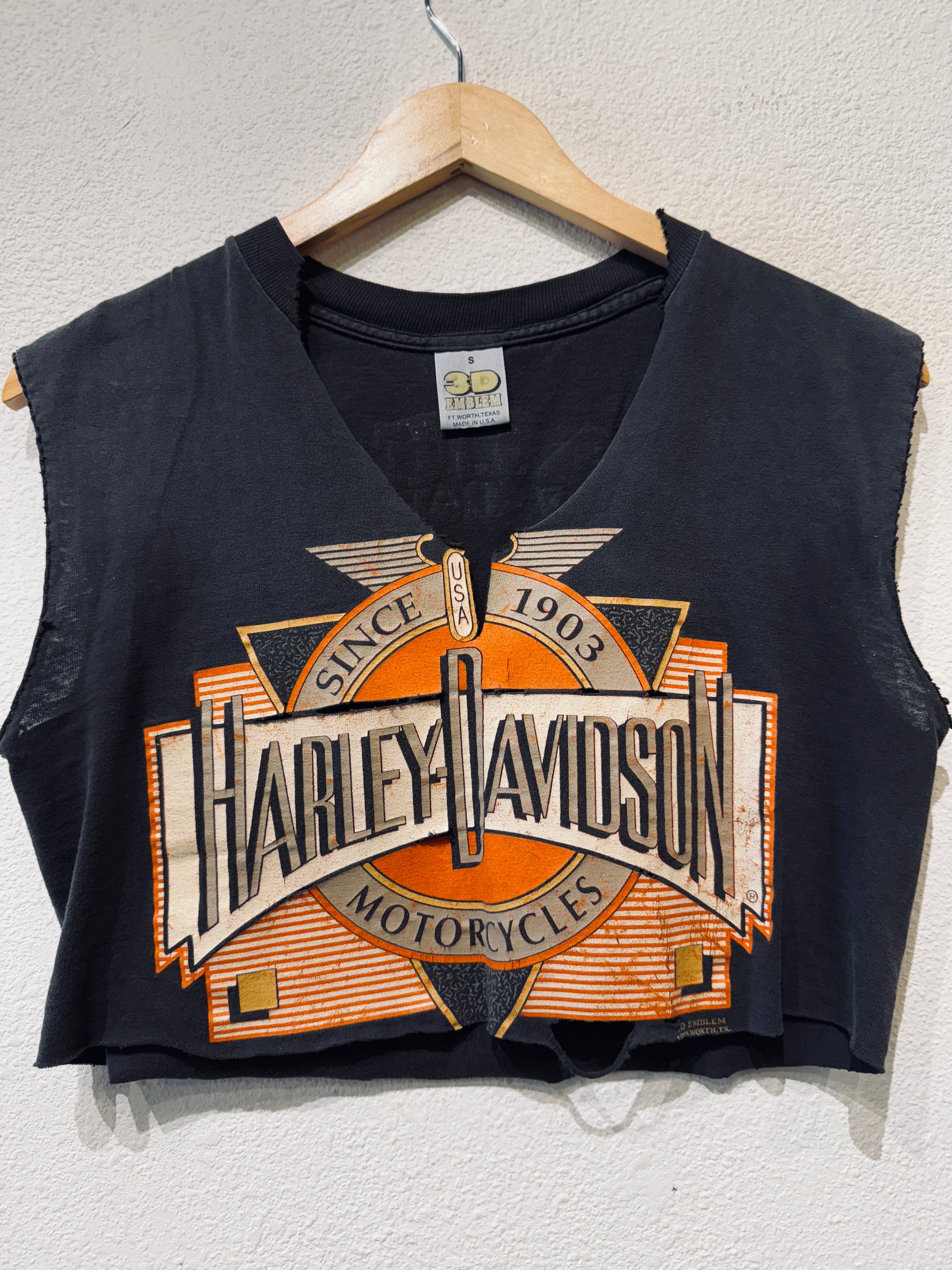 Hales 3D Emblem Harley Vintage Crop Tank