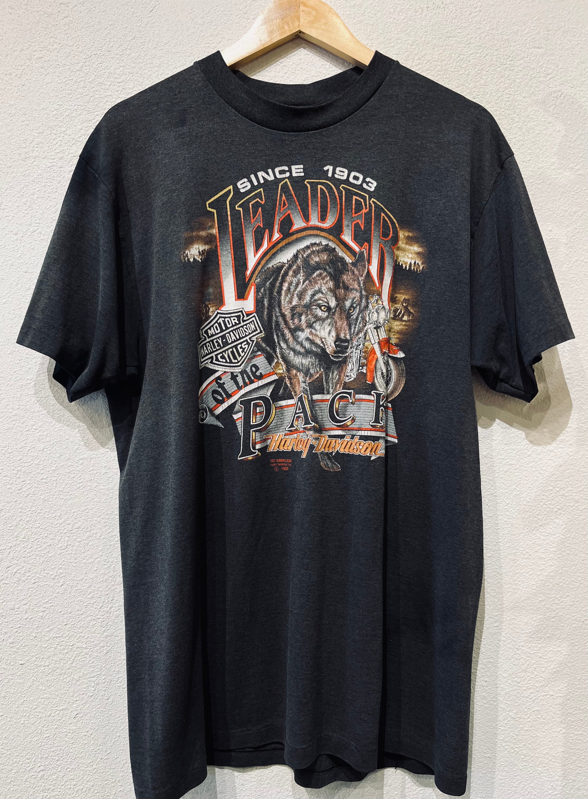 Leader of the Pack 3D Emblem 1990 Harley Vintage Tee