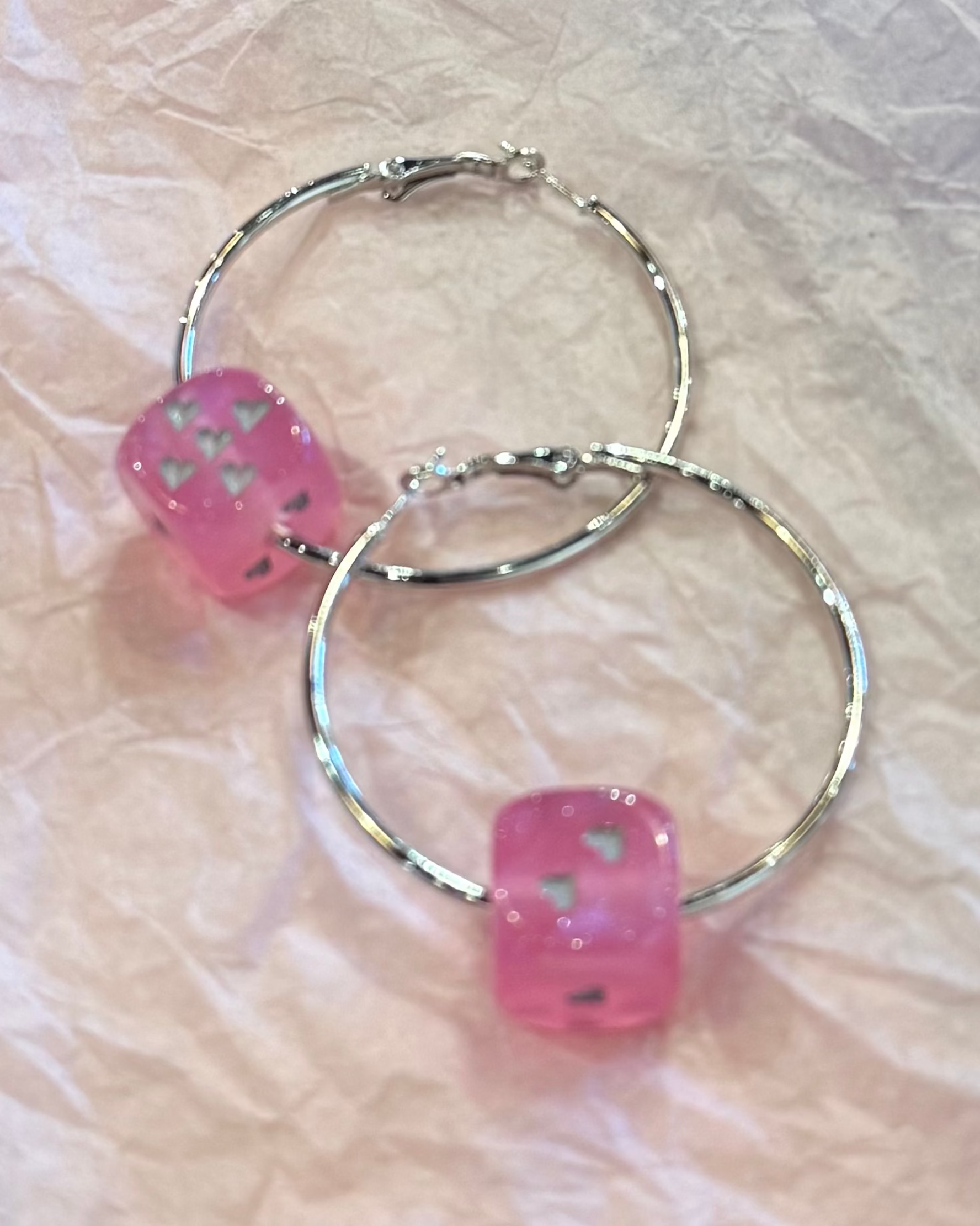 Love's A Gamble Dice Hoops - Pink