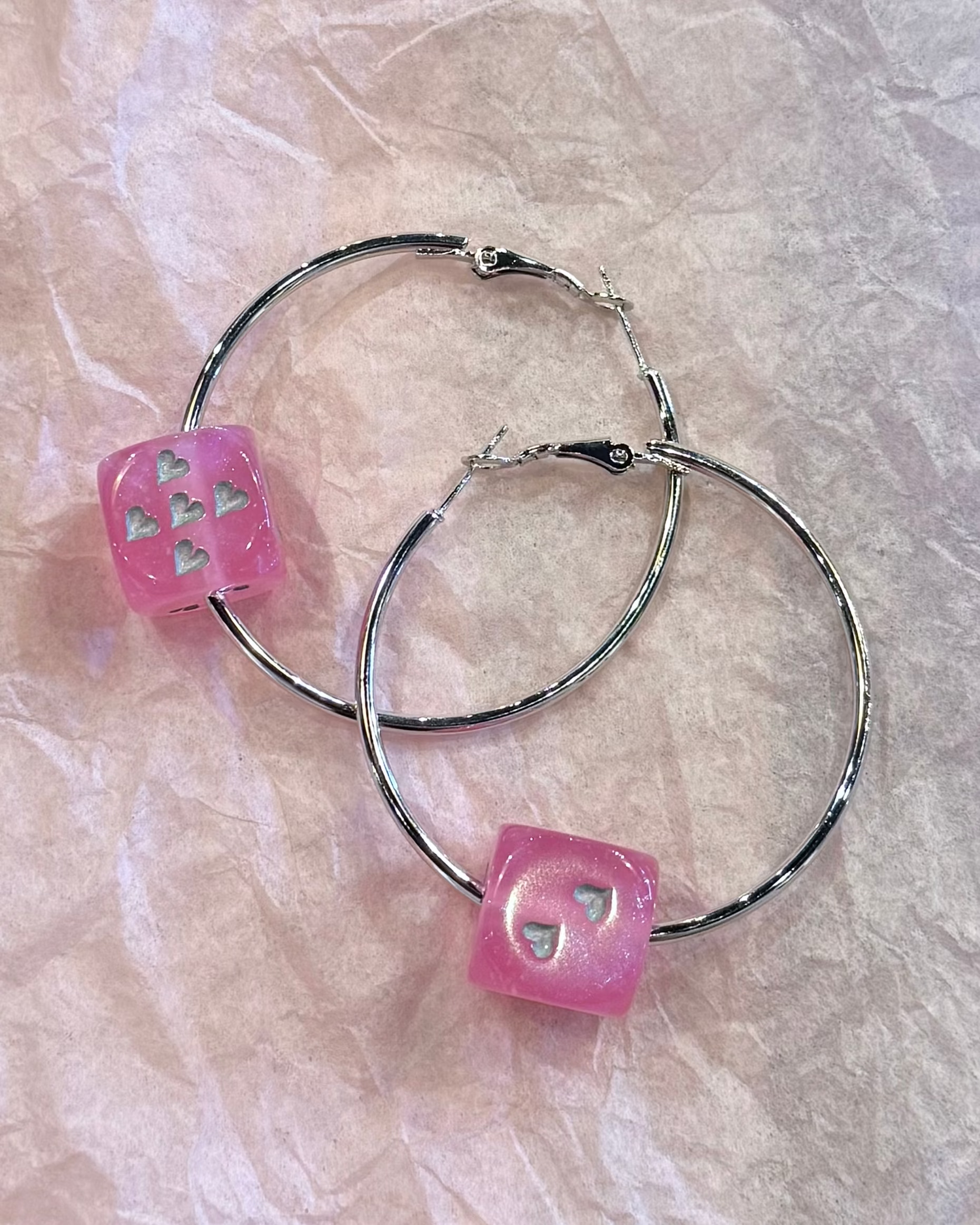 Love's A Gamble Dice Hoops - Pink