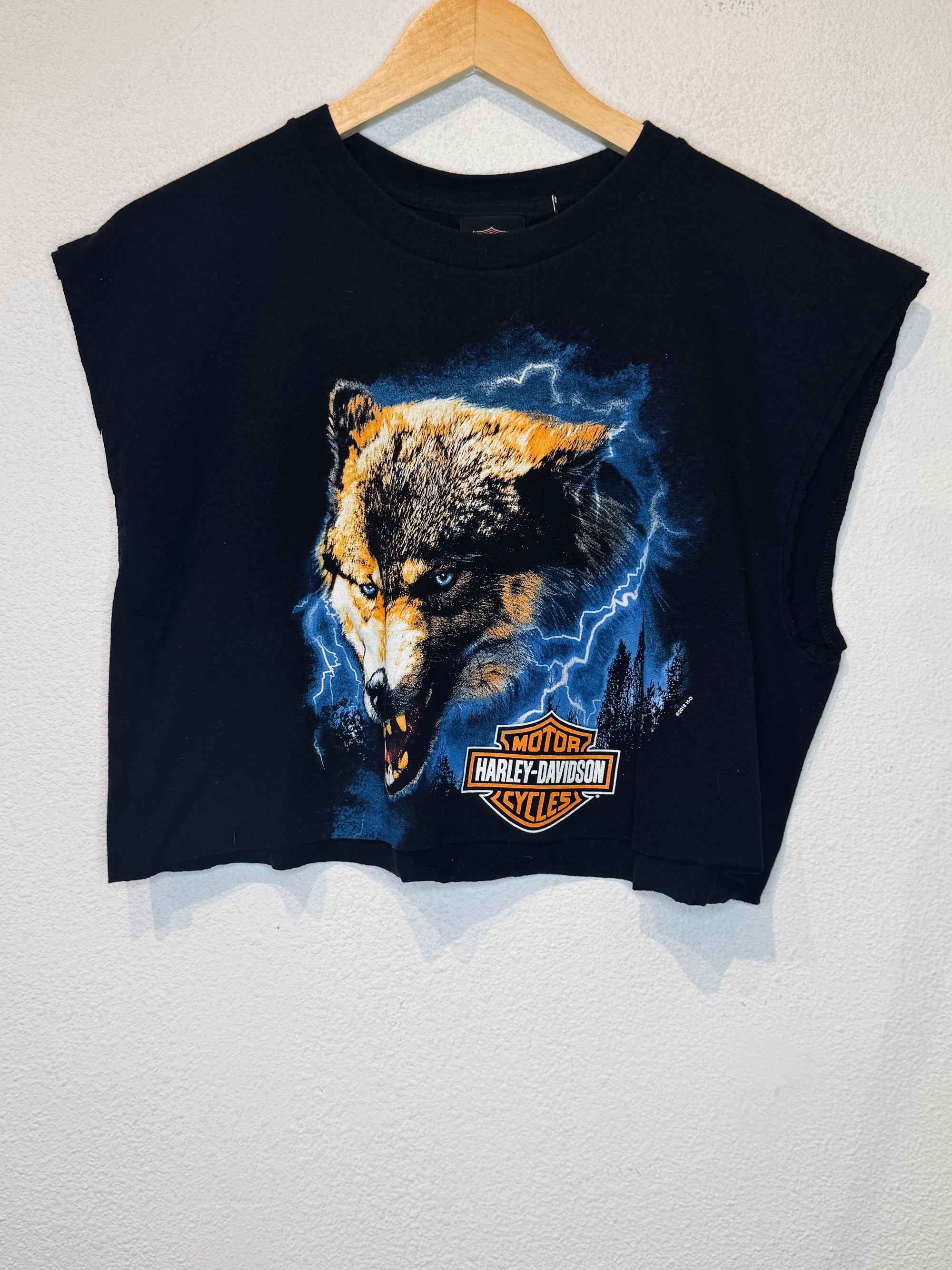 Wolf Lightning Harley Vintage Crop Tank