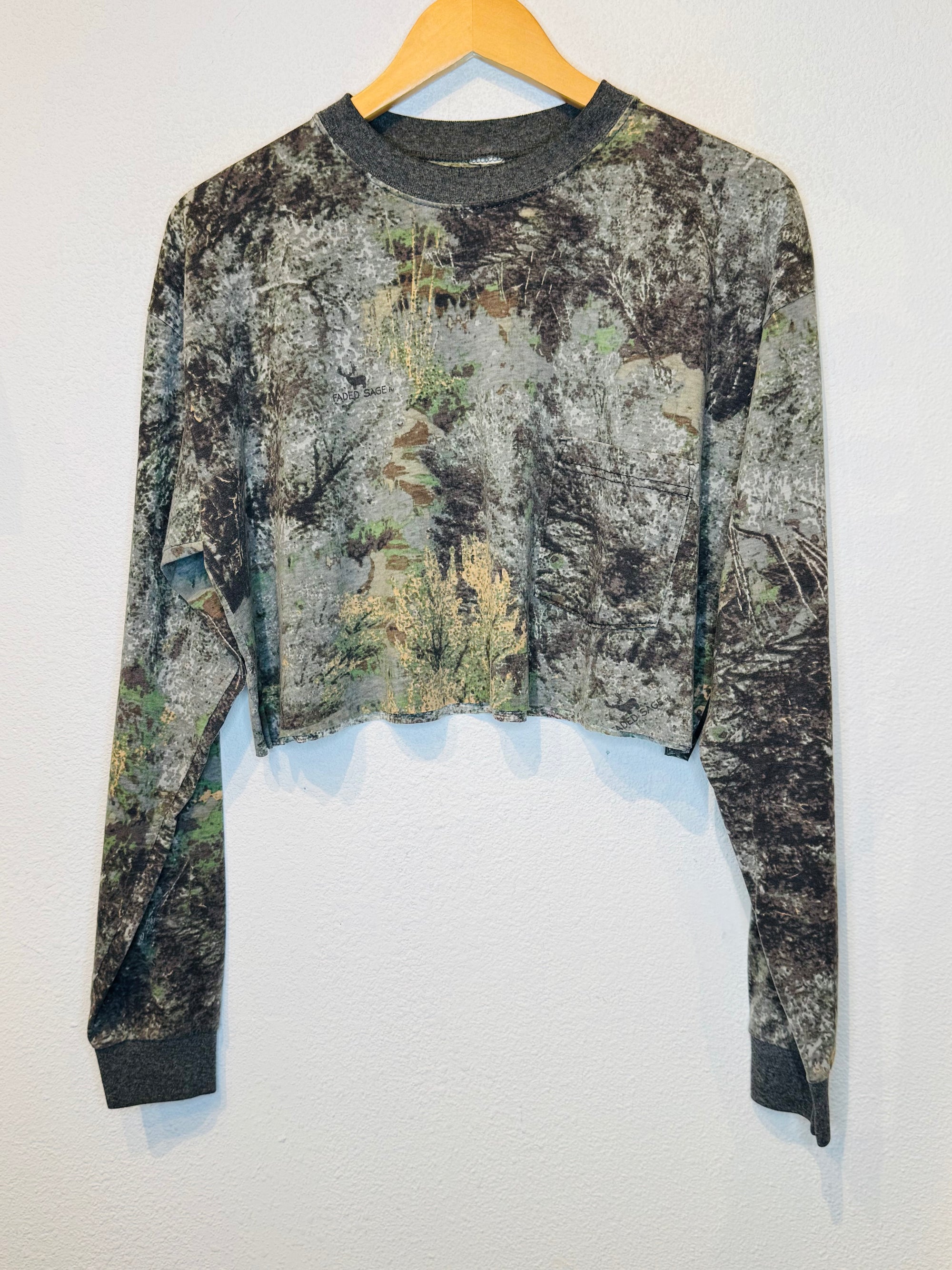 Tree Camo Vintage Crop Long Sleeve