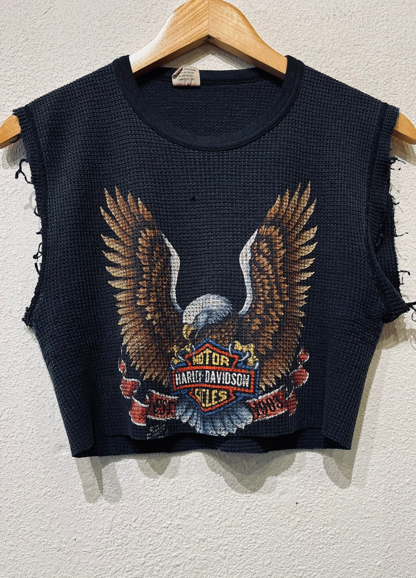 Eagle 3D Emblem Thermal Harley Vintage Crop Tank