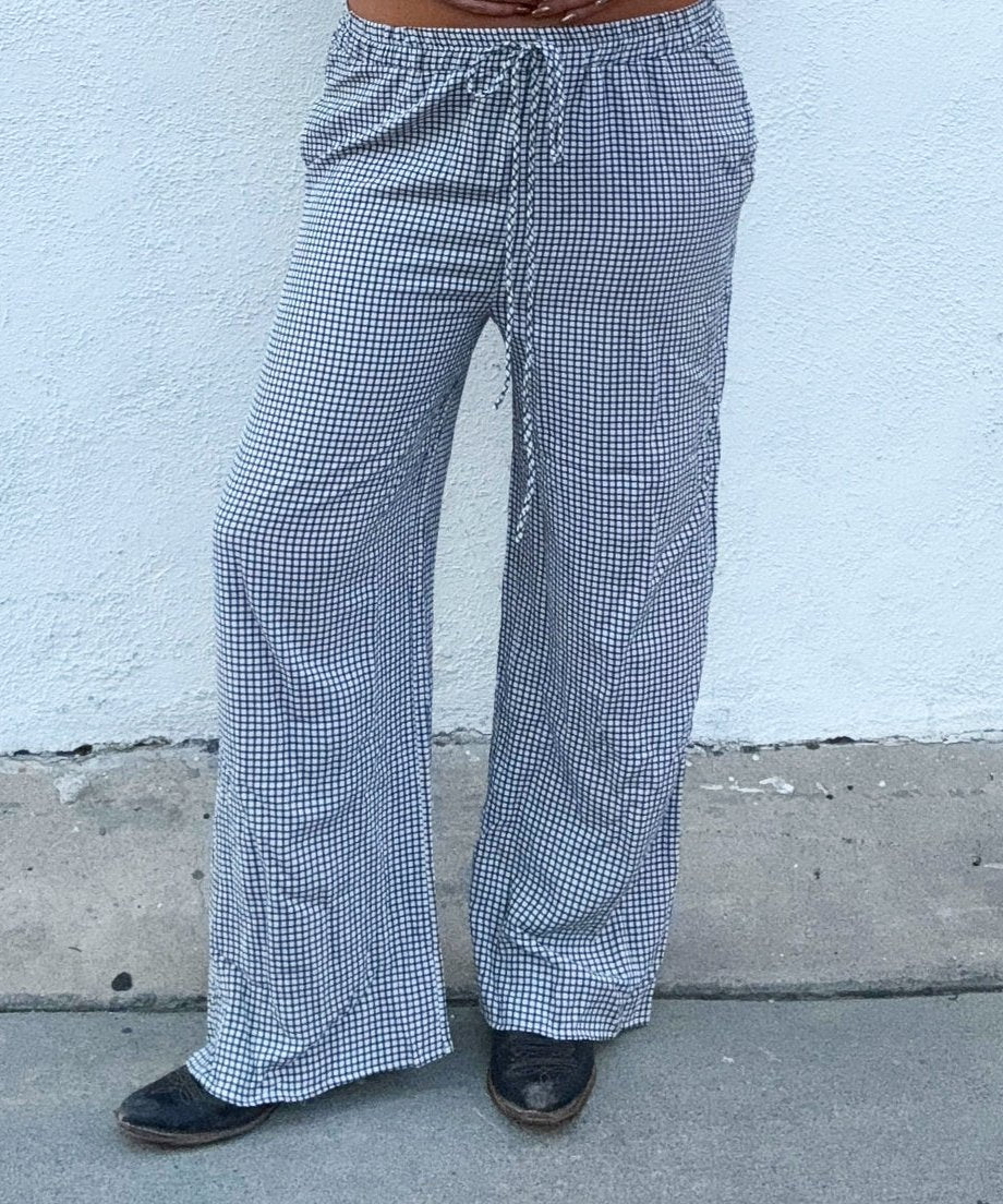 Checker Print Boxer Pants - White