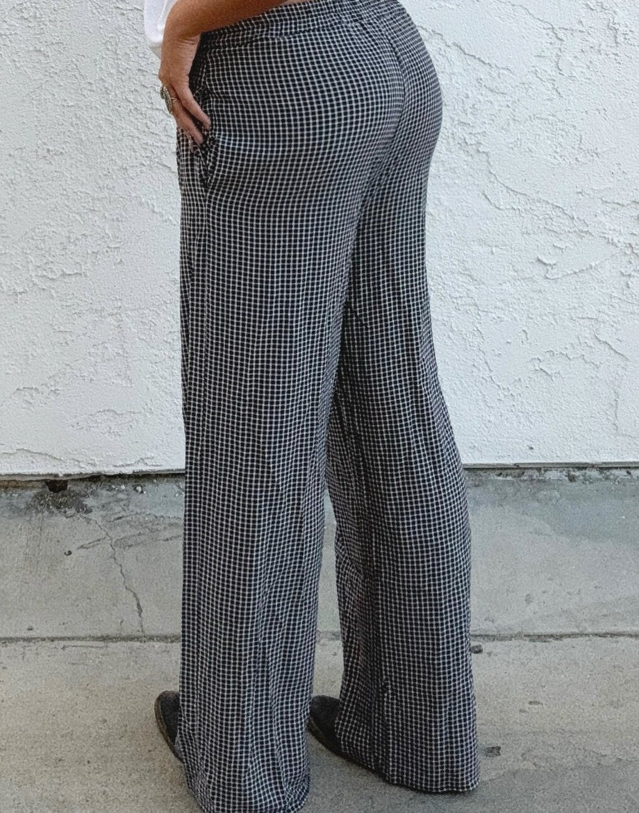 Checker Print Boxer Pants - Black