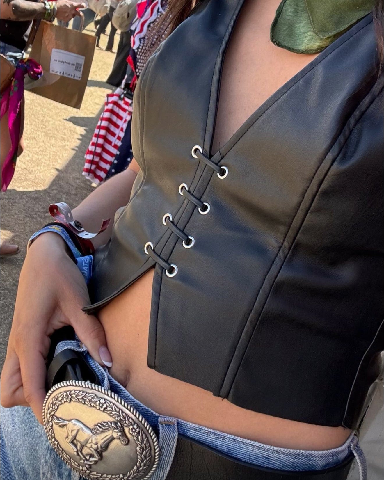 Whipstitch Leather Halter Top
