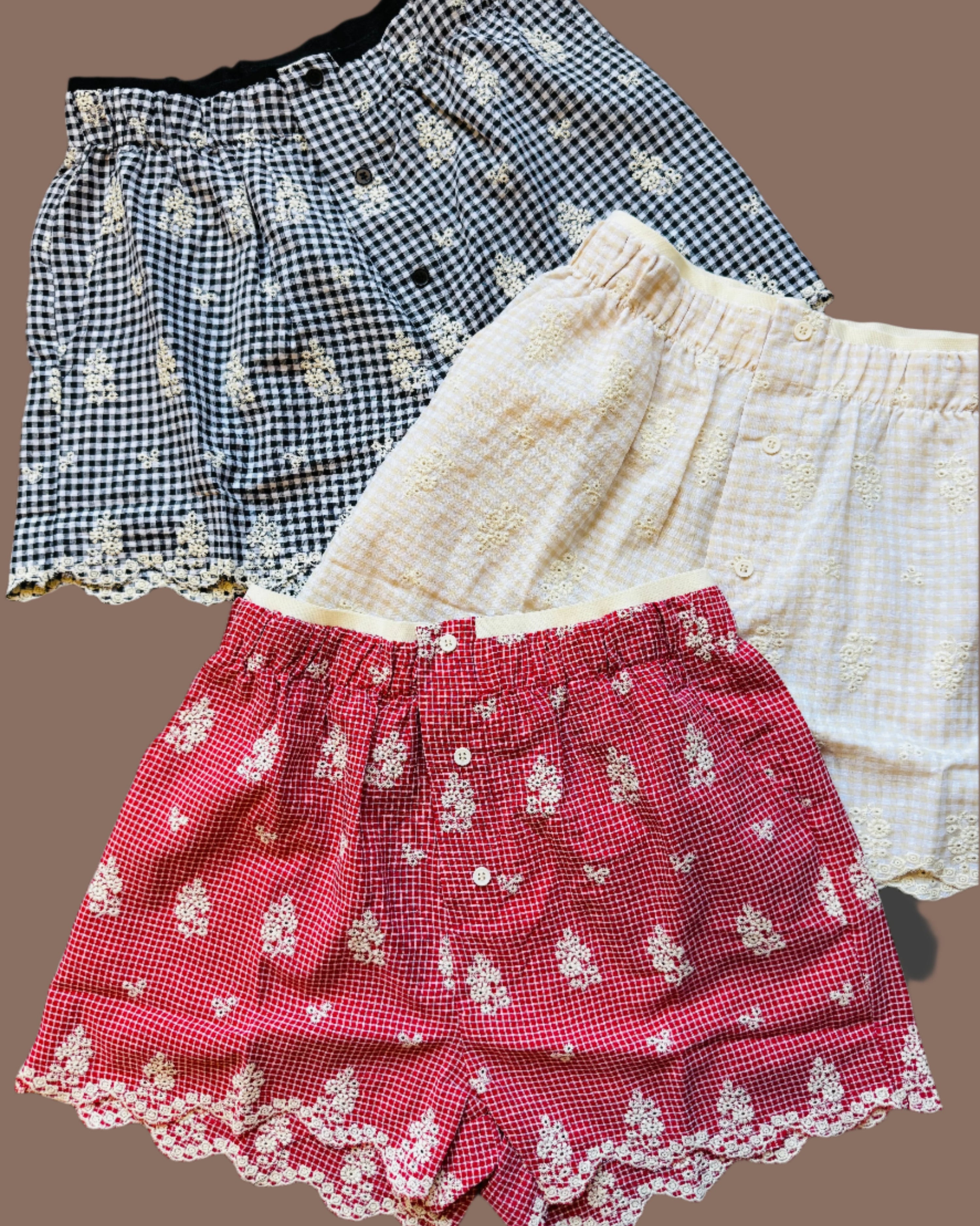 Embroidered Boxer Shorts - Burnout