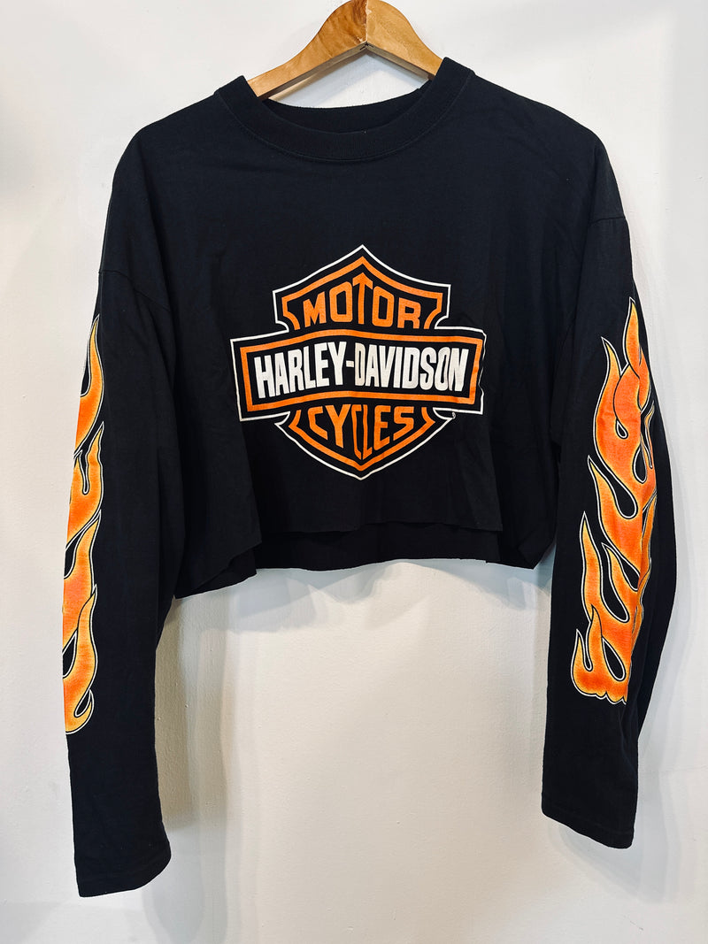 Harley Flame Vintage Crop Long Sleeve