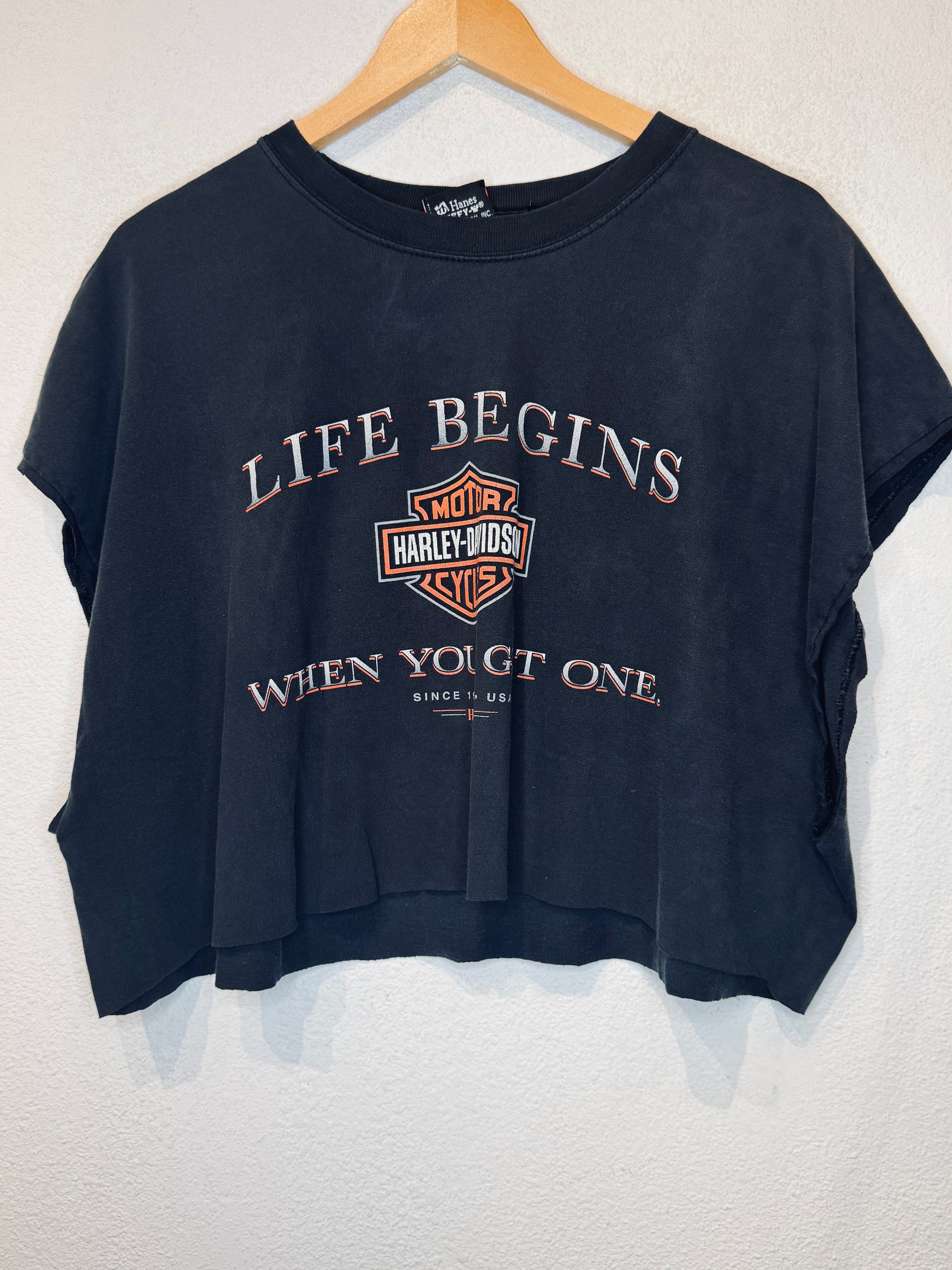Life Begins Harley Vintage Crop Tank