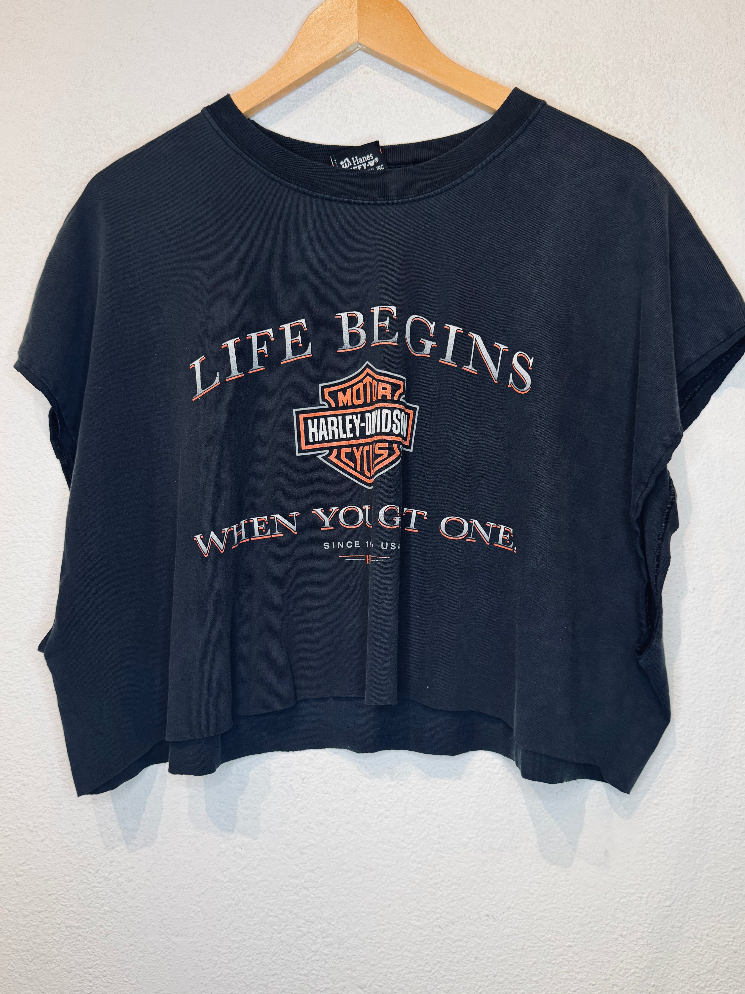 Life Begins Harley Vintage Crop Tank