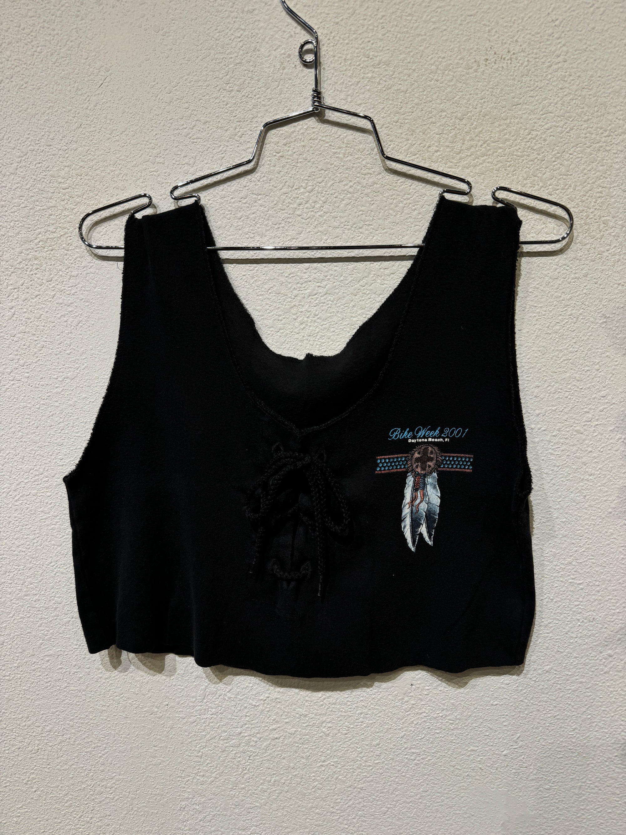 Bike Week Lace Up Vintage Crop Tank