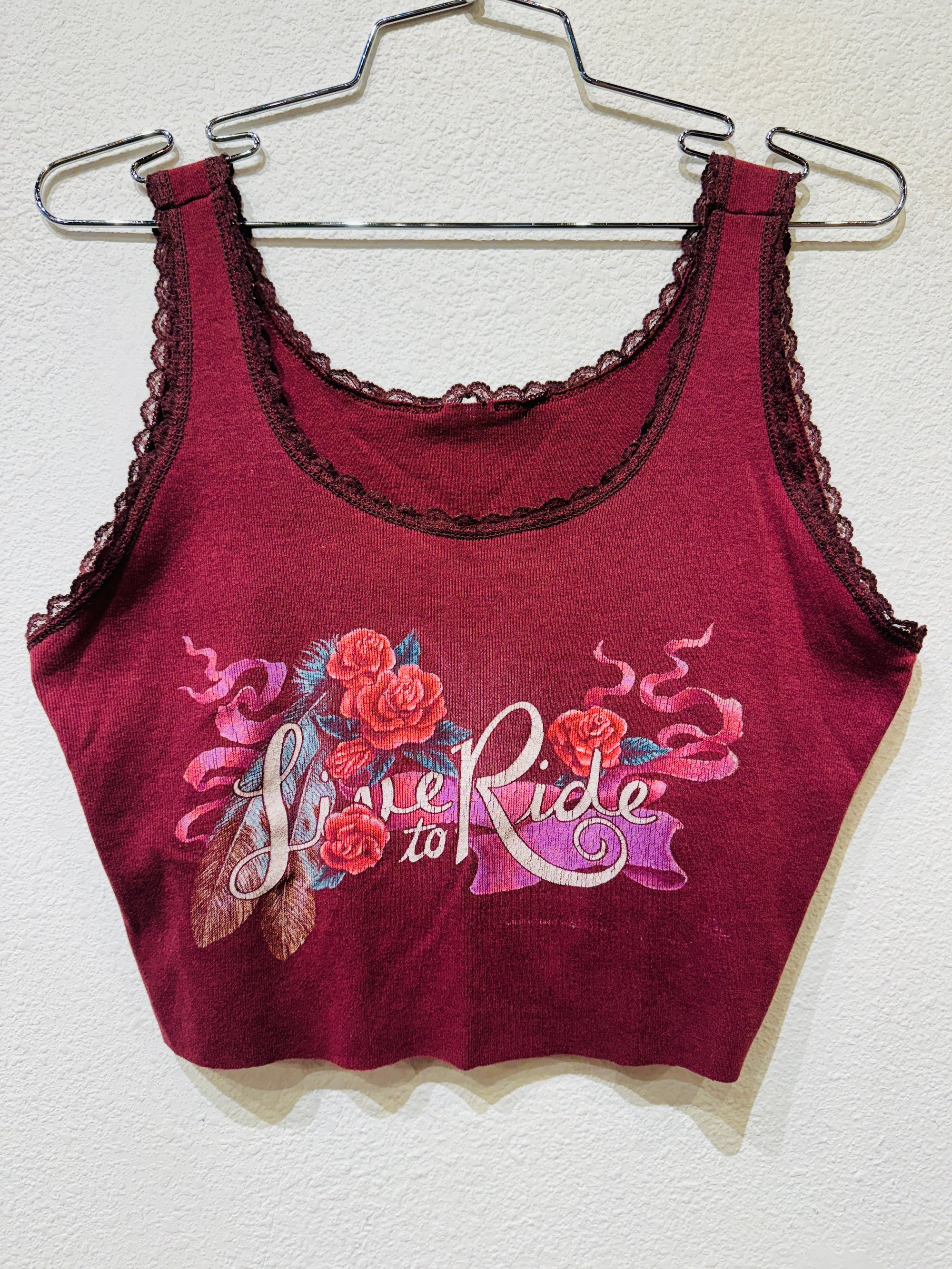 Live to Ride Lace Vintage Crop Tank