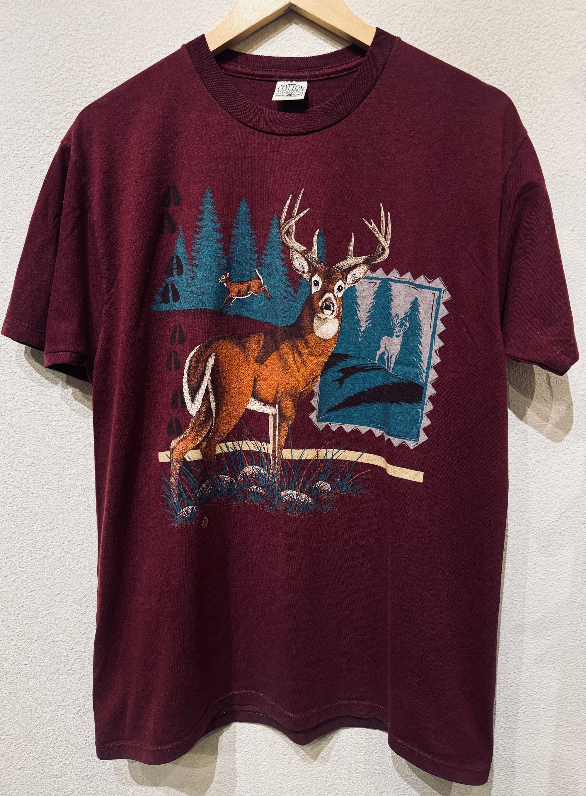 Deer Maroon Vintage Tee