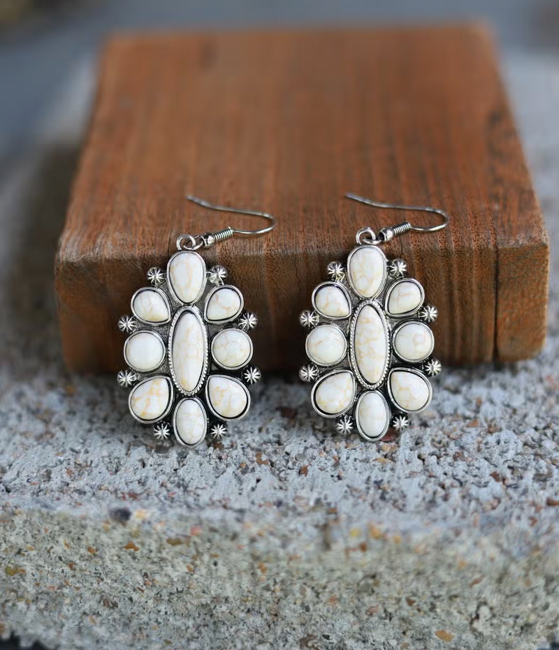 Natural Stone Cluster Earrings