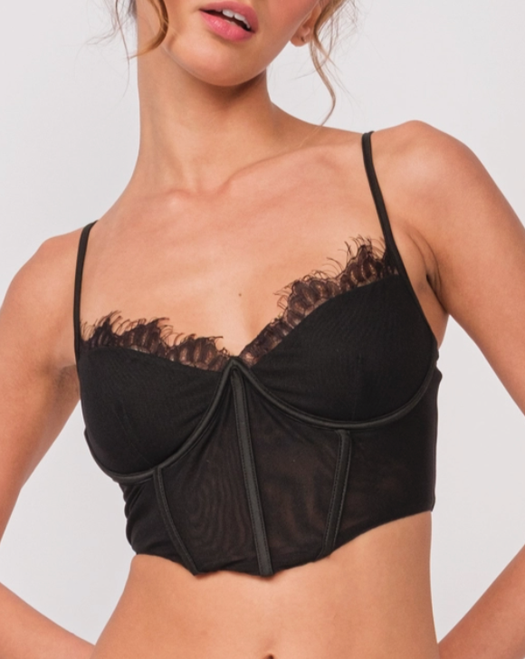 Corset Lace Bralette - Black