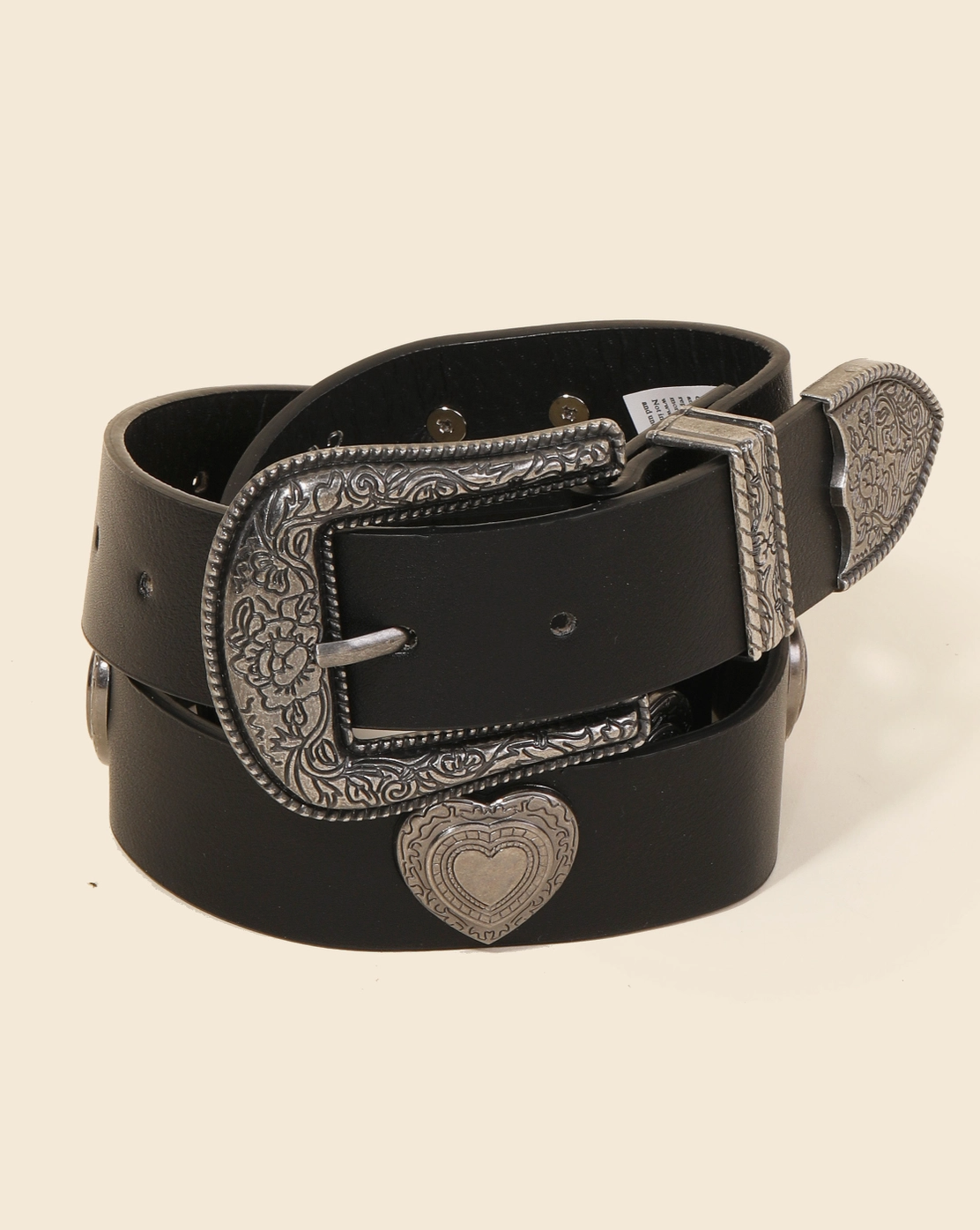 Etched Flower Heart Belt