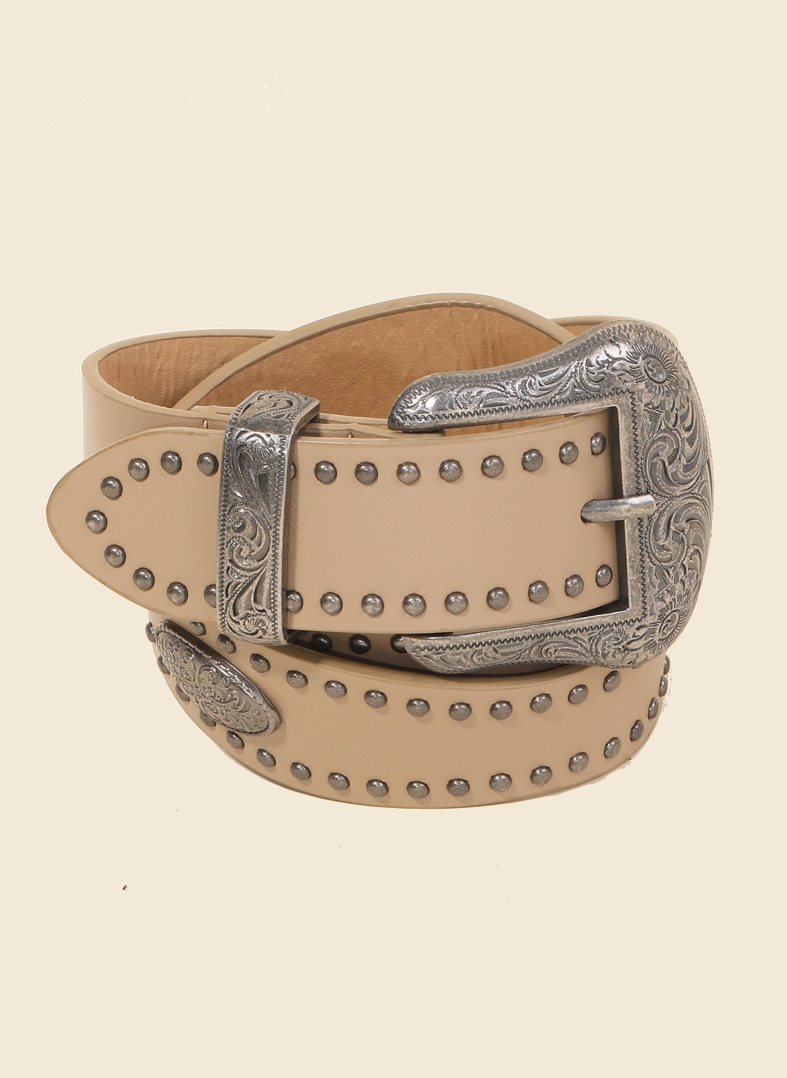 Studded Etched Buckle Belt