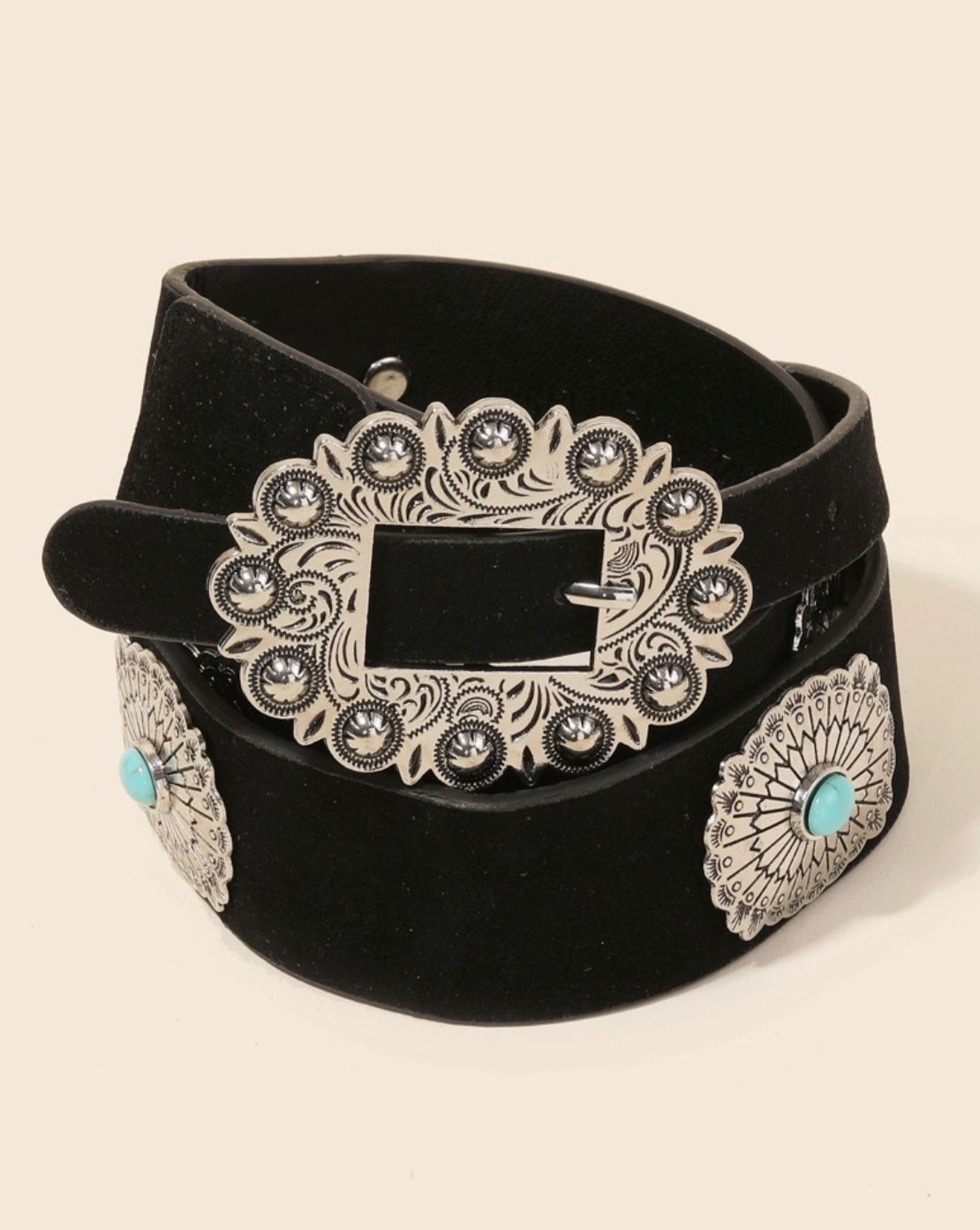 Suede Western Oval Concho Belt