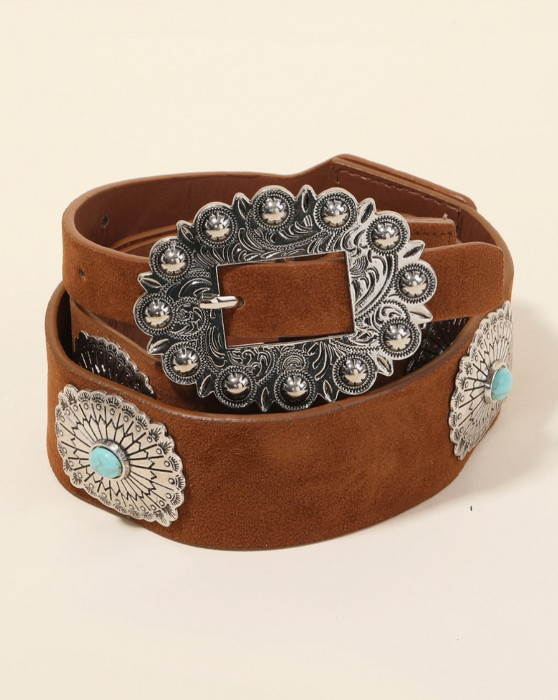 Suede Western Oval Concho Belt