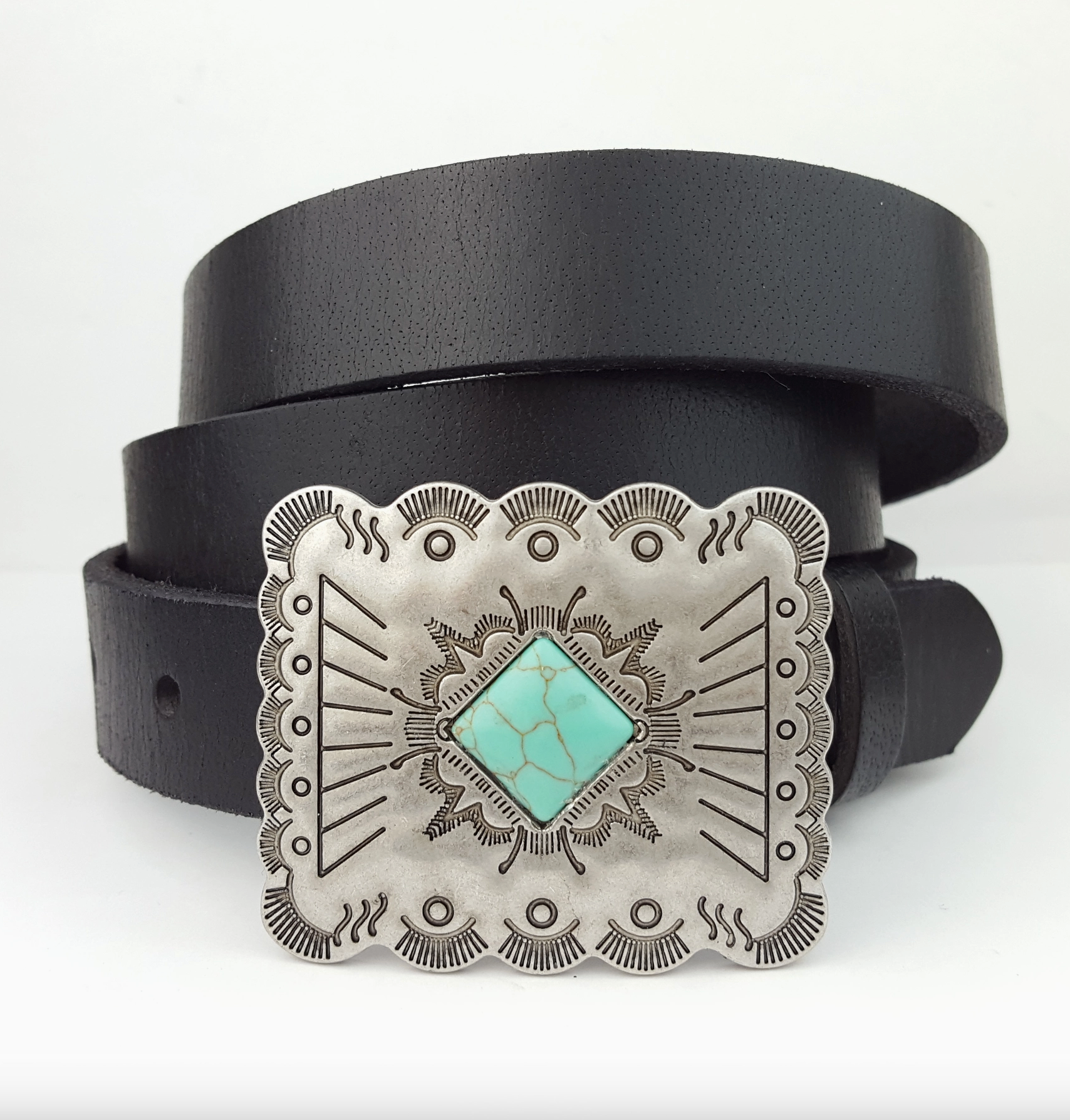 Skinny Western Turquoise Buckle Belt