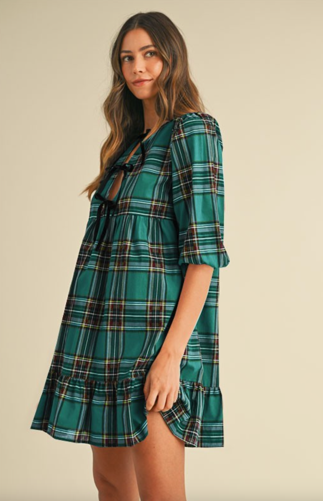 Holiday Plaid Babydoll Dress