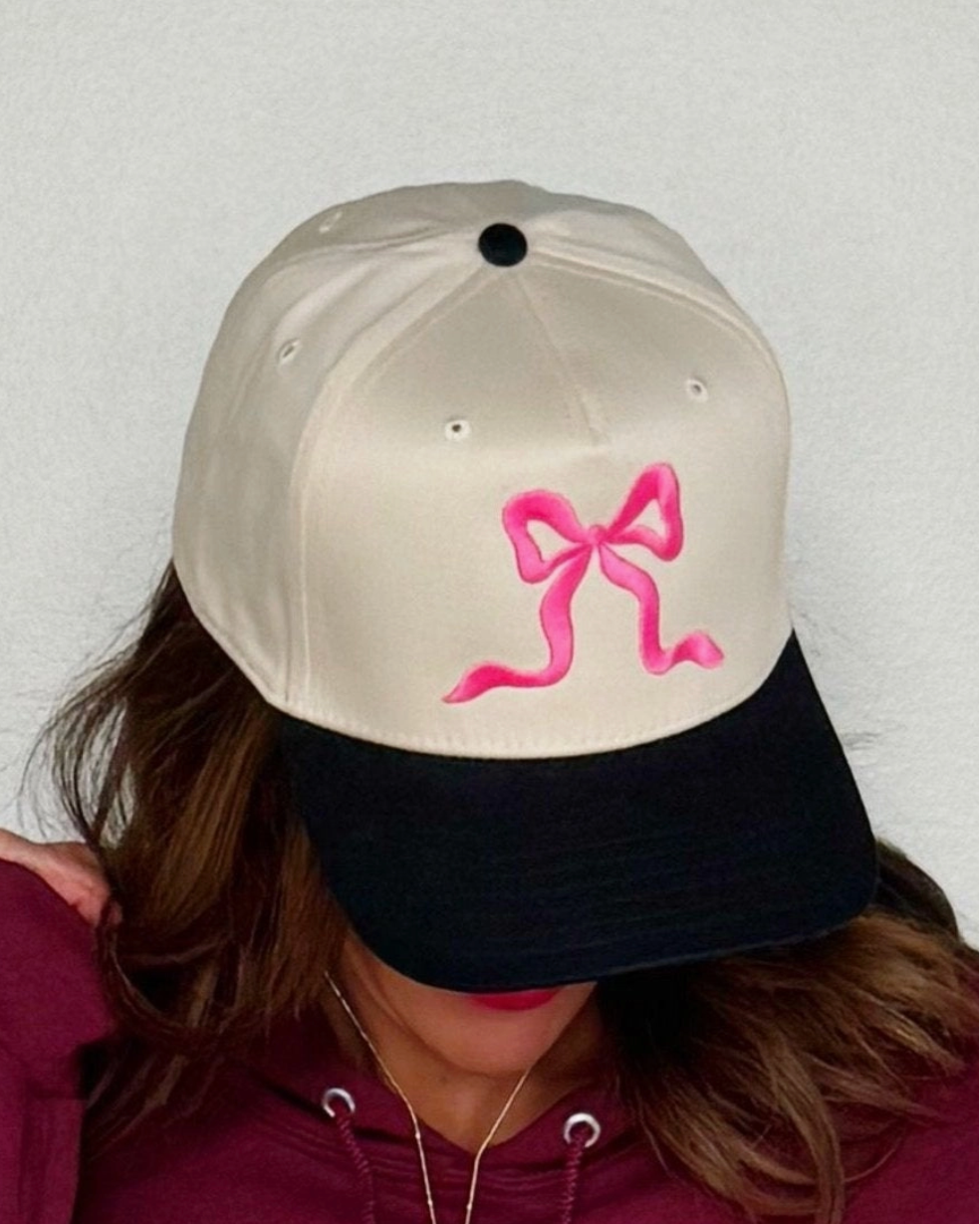 Bow Snapback Hat - Pink