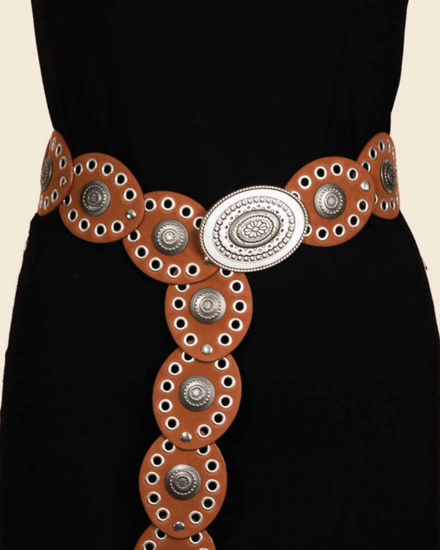 Suede Oval Concho Linked Belt - Burnout