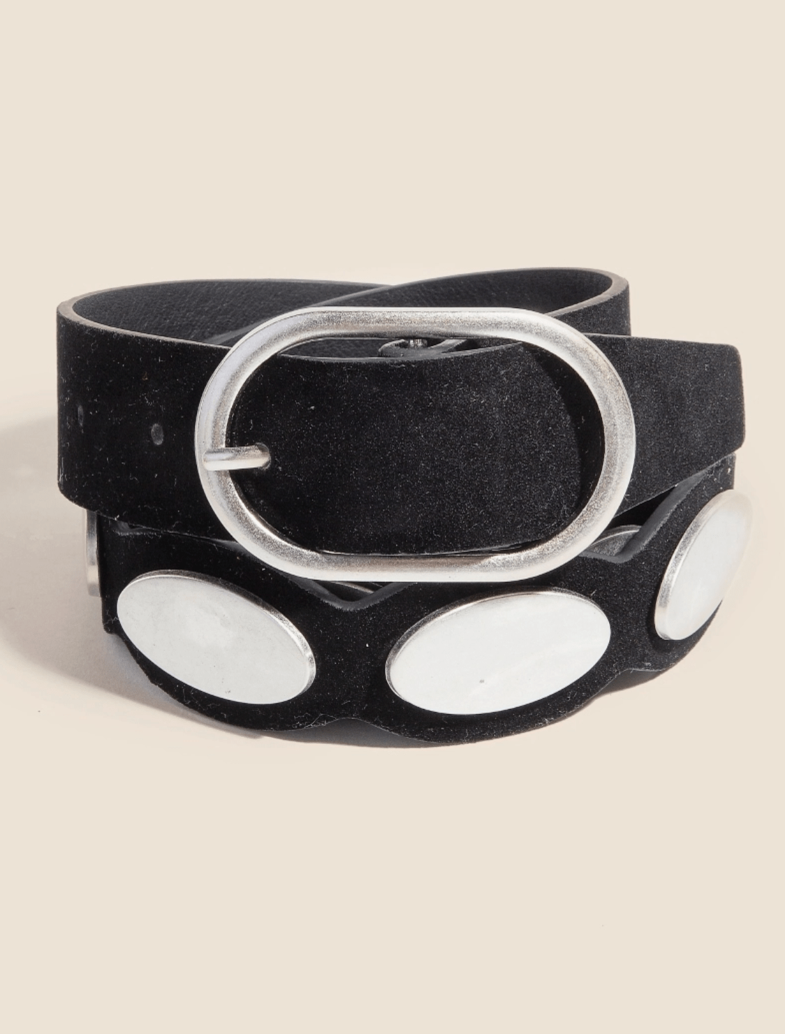 Metallic Disc Suede Belt - Burnout