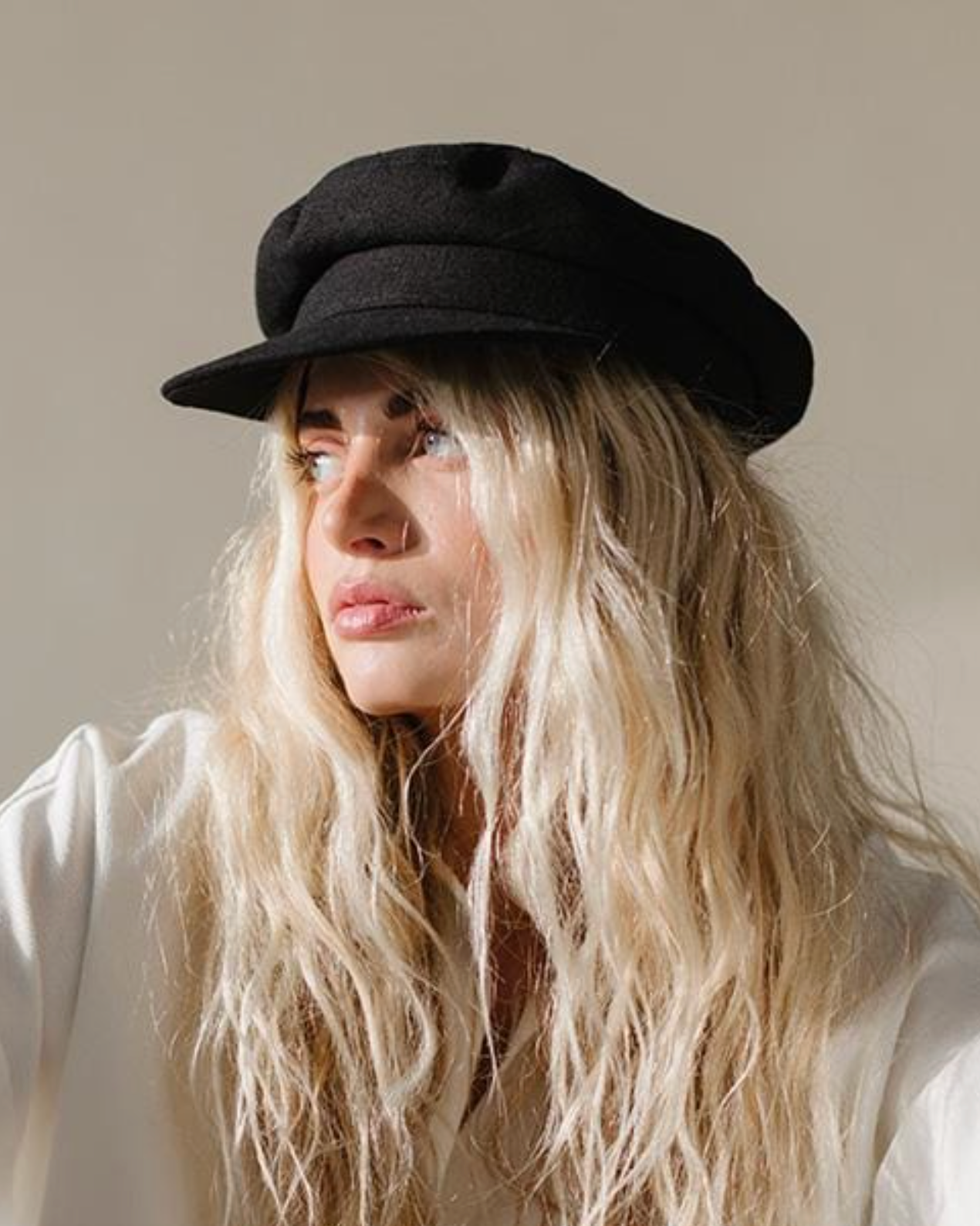 Linen Newsboy Cap - Black