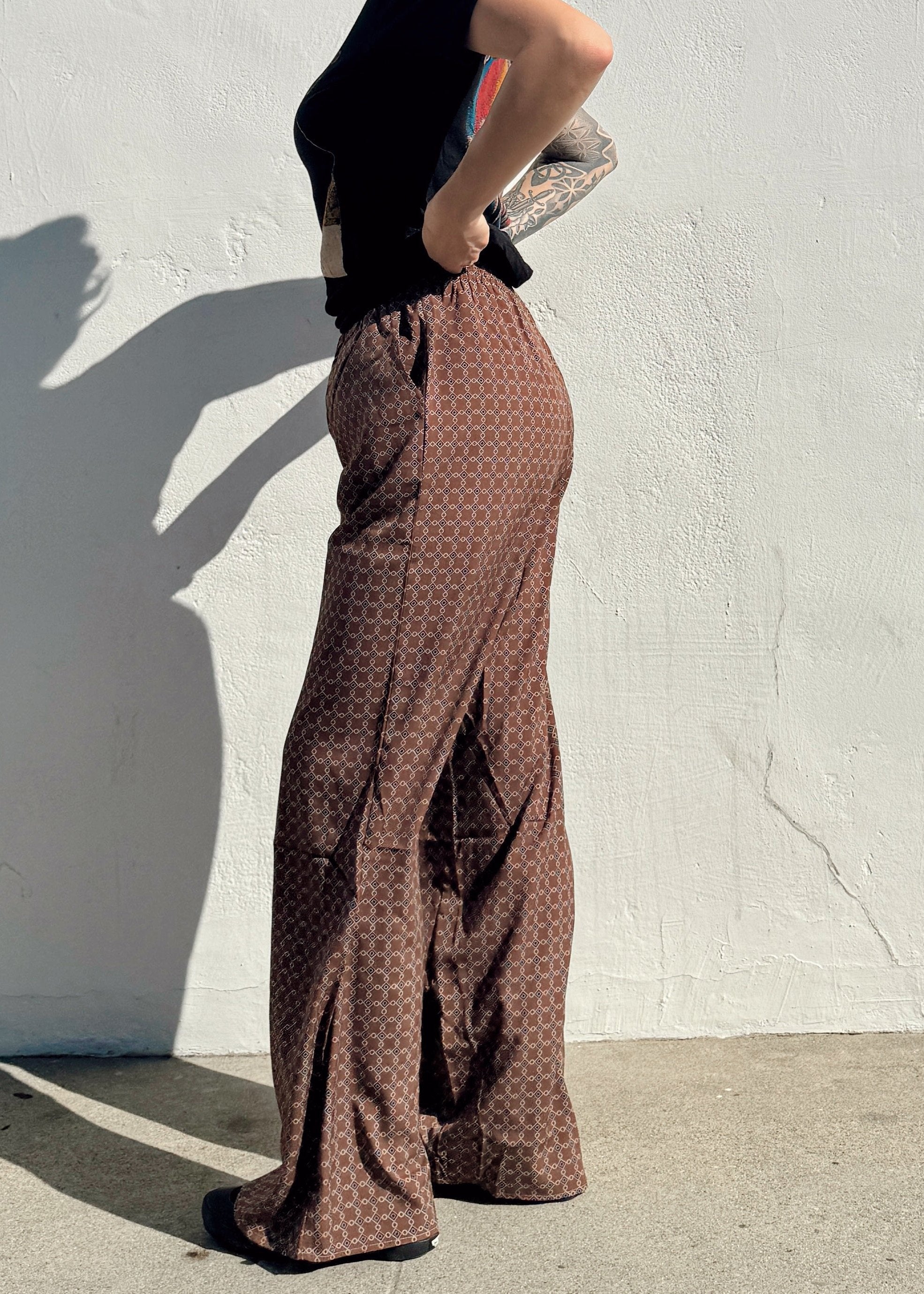 Retro Wide Leg Pants - Coffee