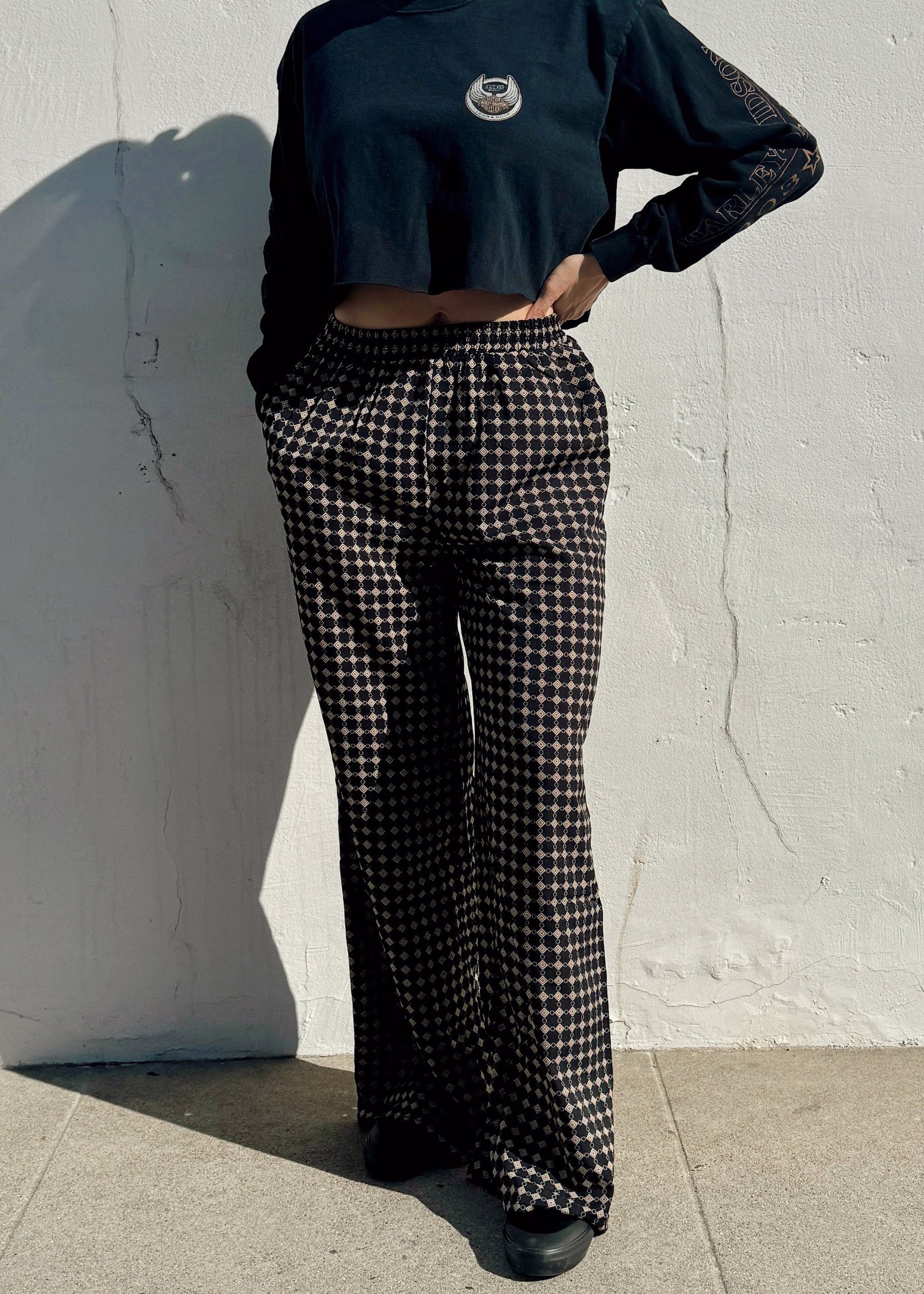 Retro Wide Leg Pants - Black