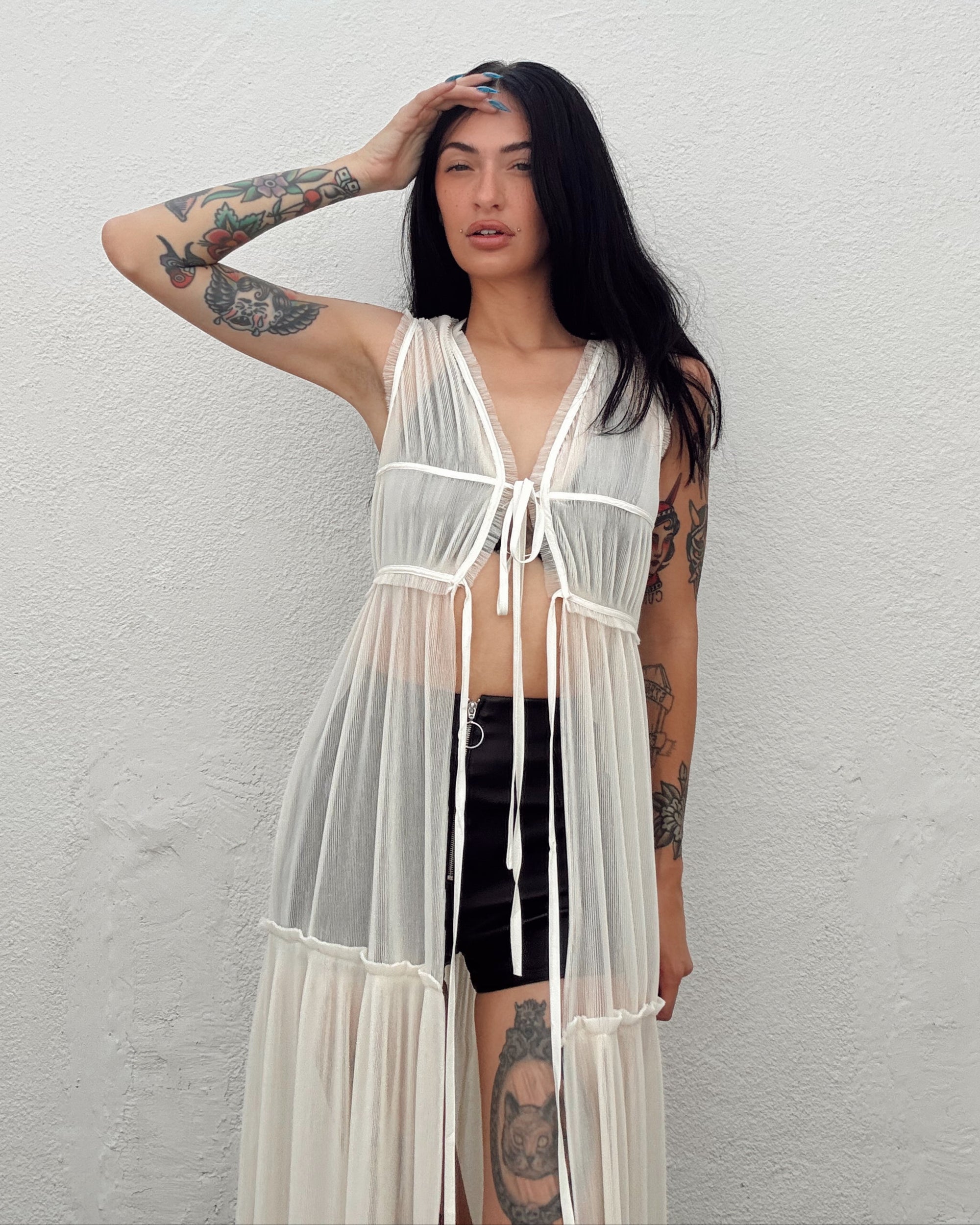Sheer Layering Maxi Top - Cream