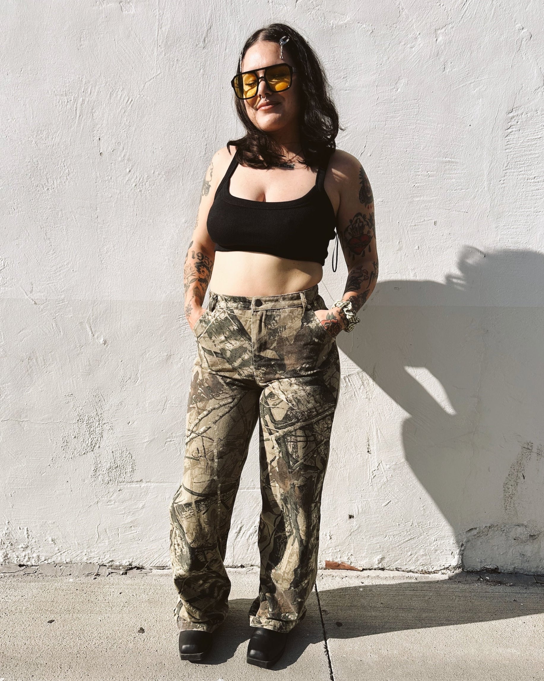 Tree Camo Wide Leg Jeans