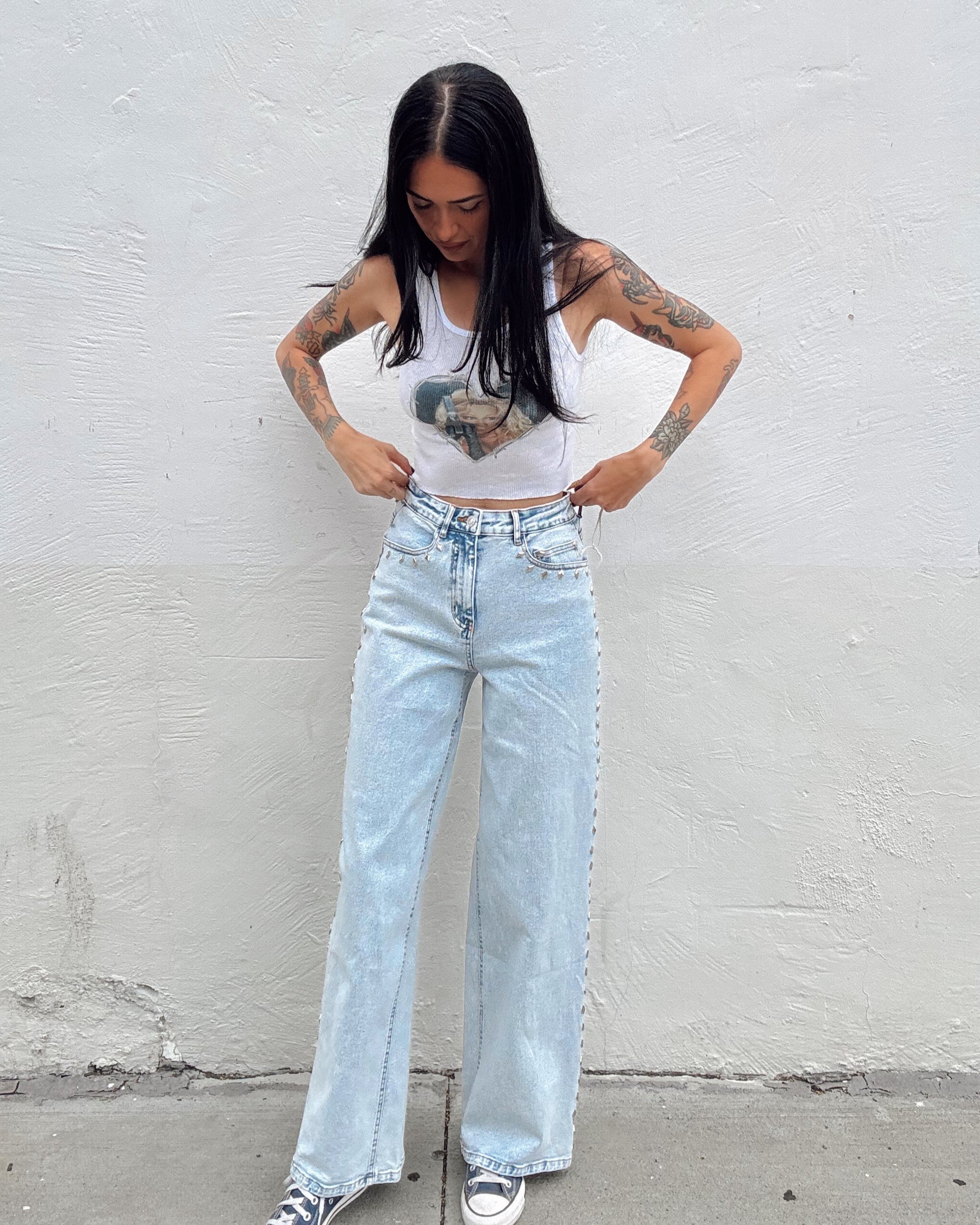 Western Diamond Studded Straight Leg