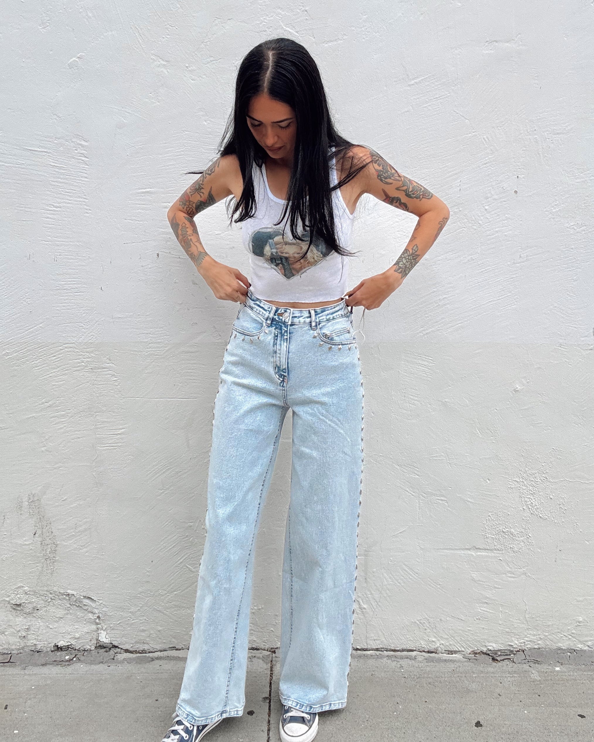 Western Diamond Studded Straight Leg