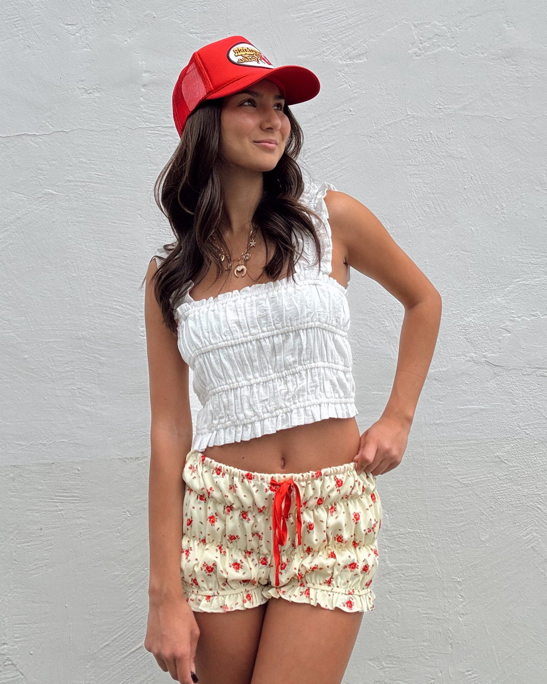 Rose Smocked Micro Shorts