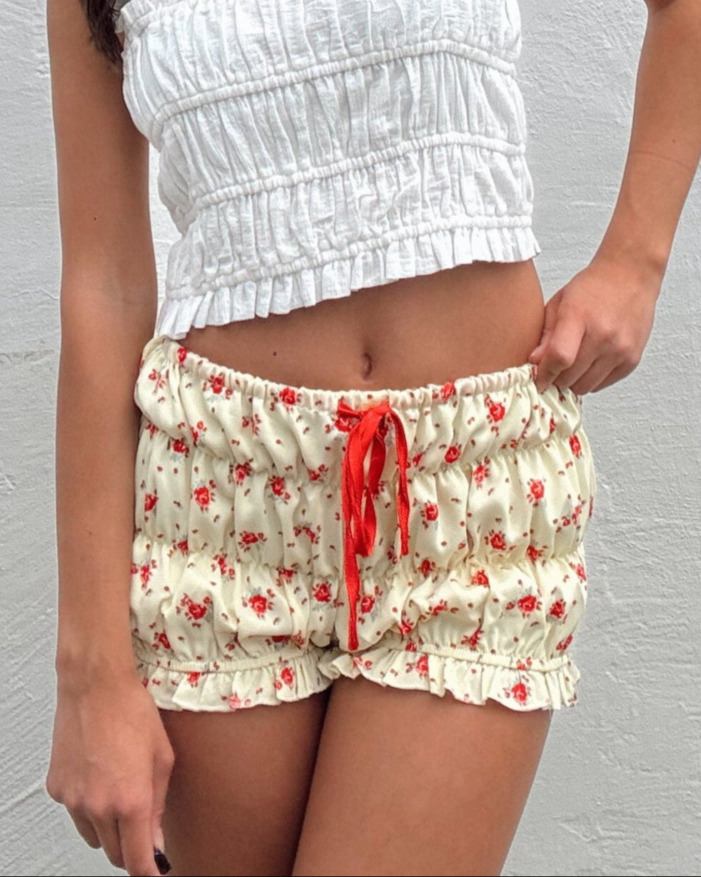 Rose Smocked Micro Shorts