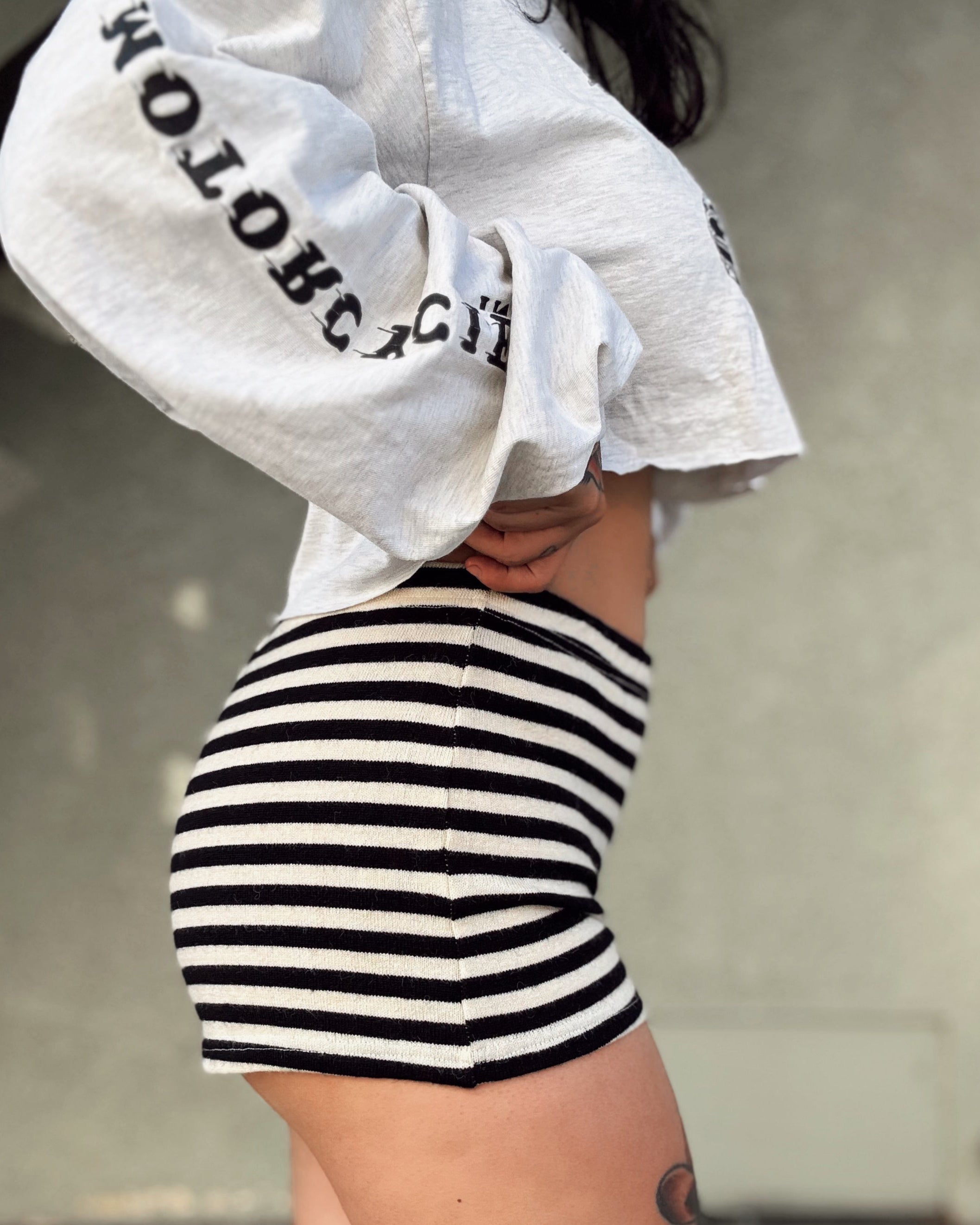 Stripe Knit Micro Shorts
