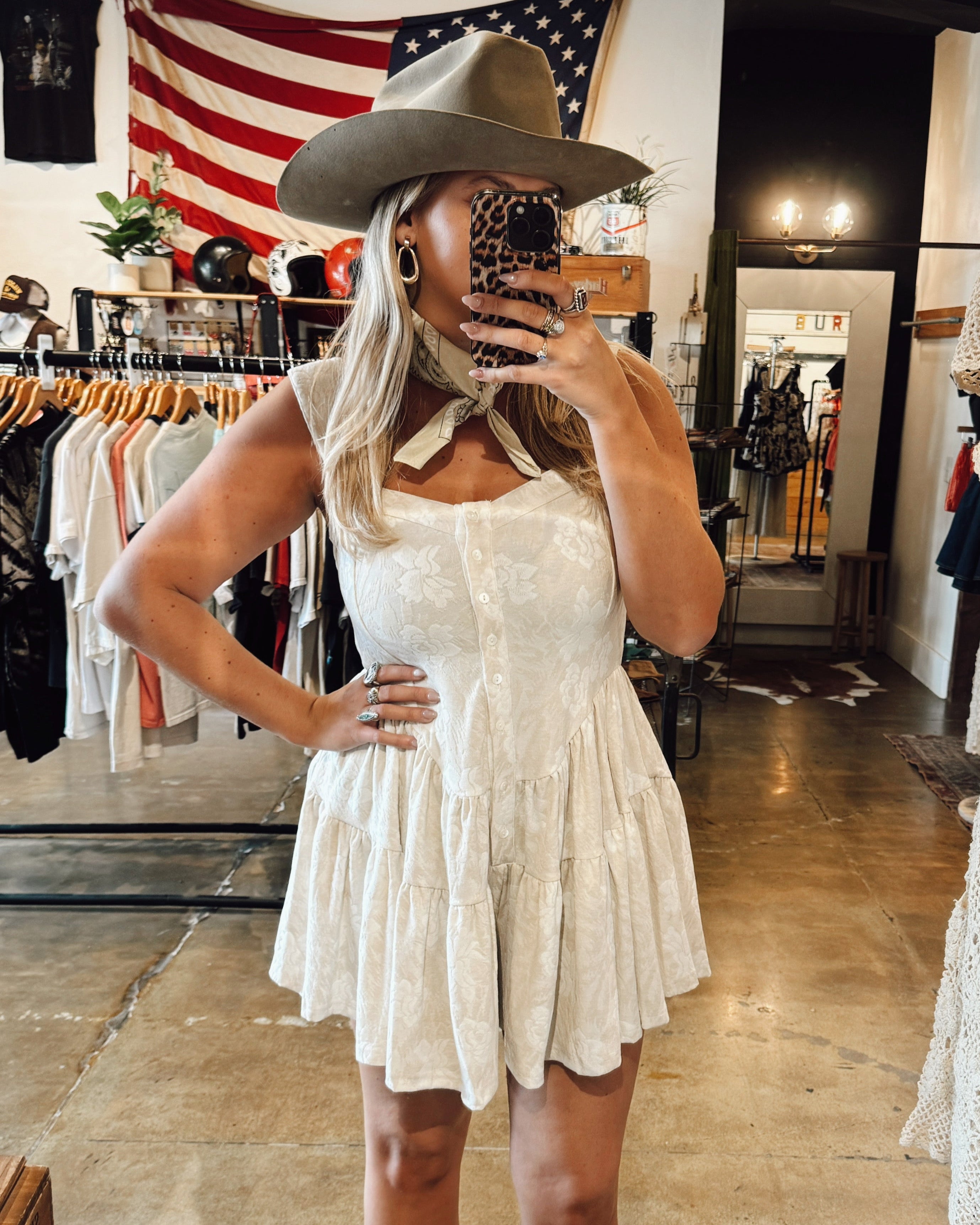 Cream Floral Romper Dress