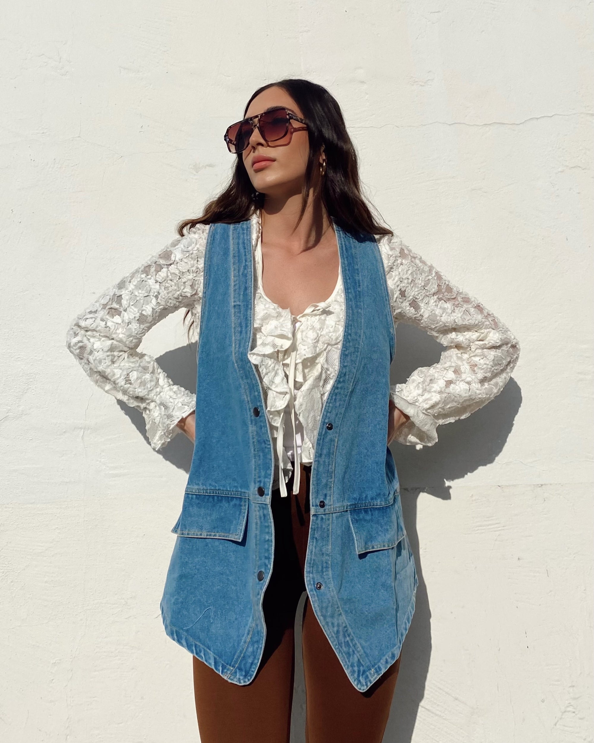 Denim Midi Vest