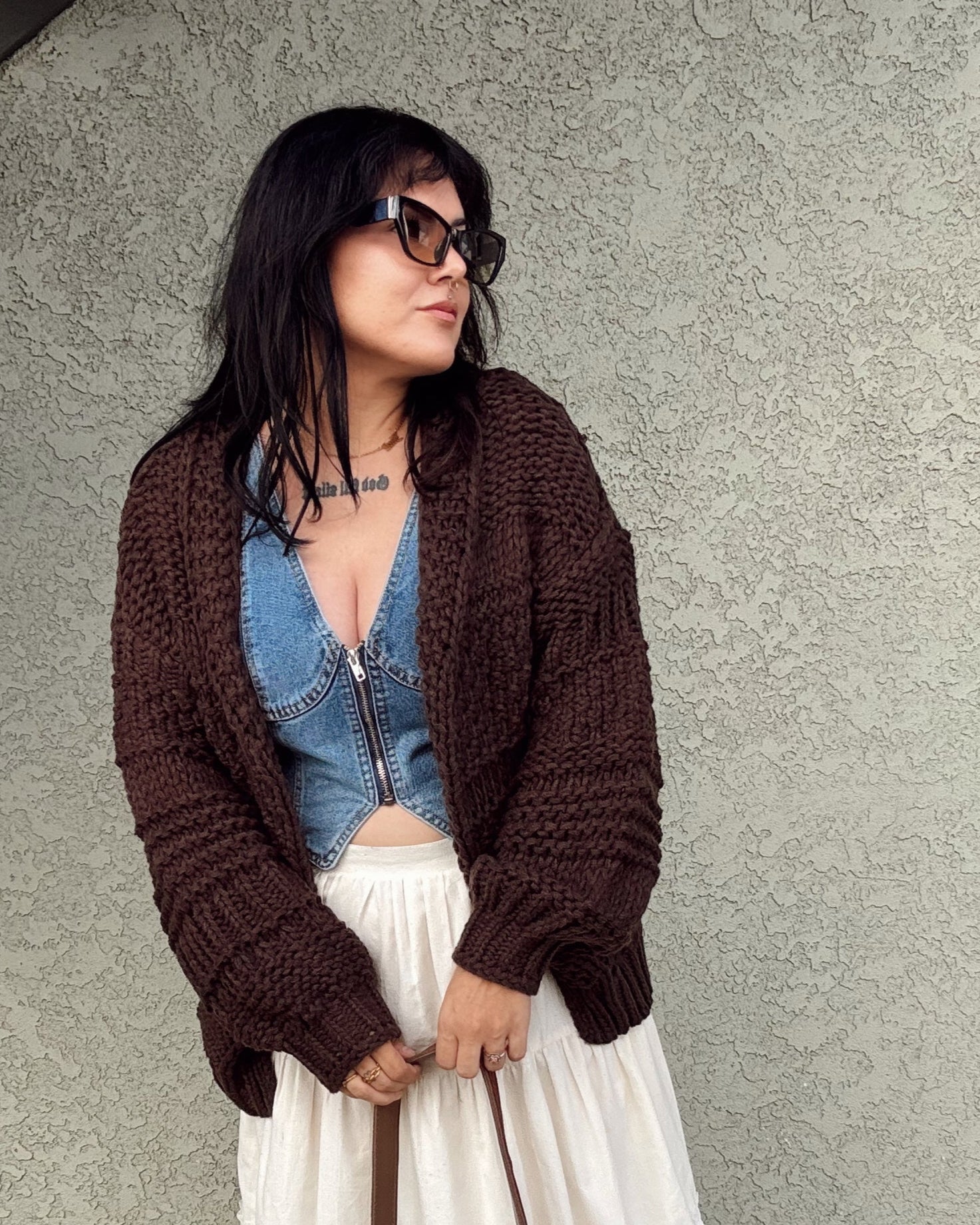 Chunky Knit Cardigan - Mocha